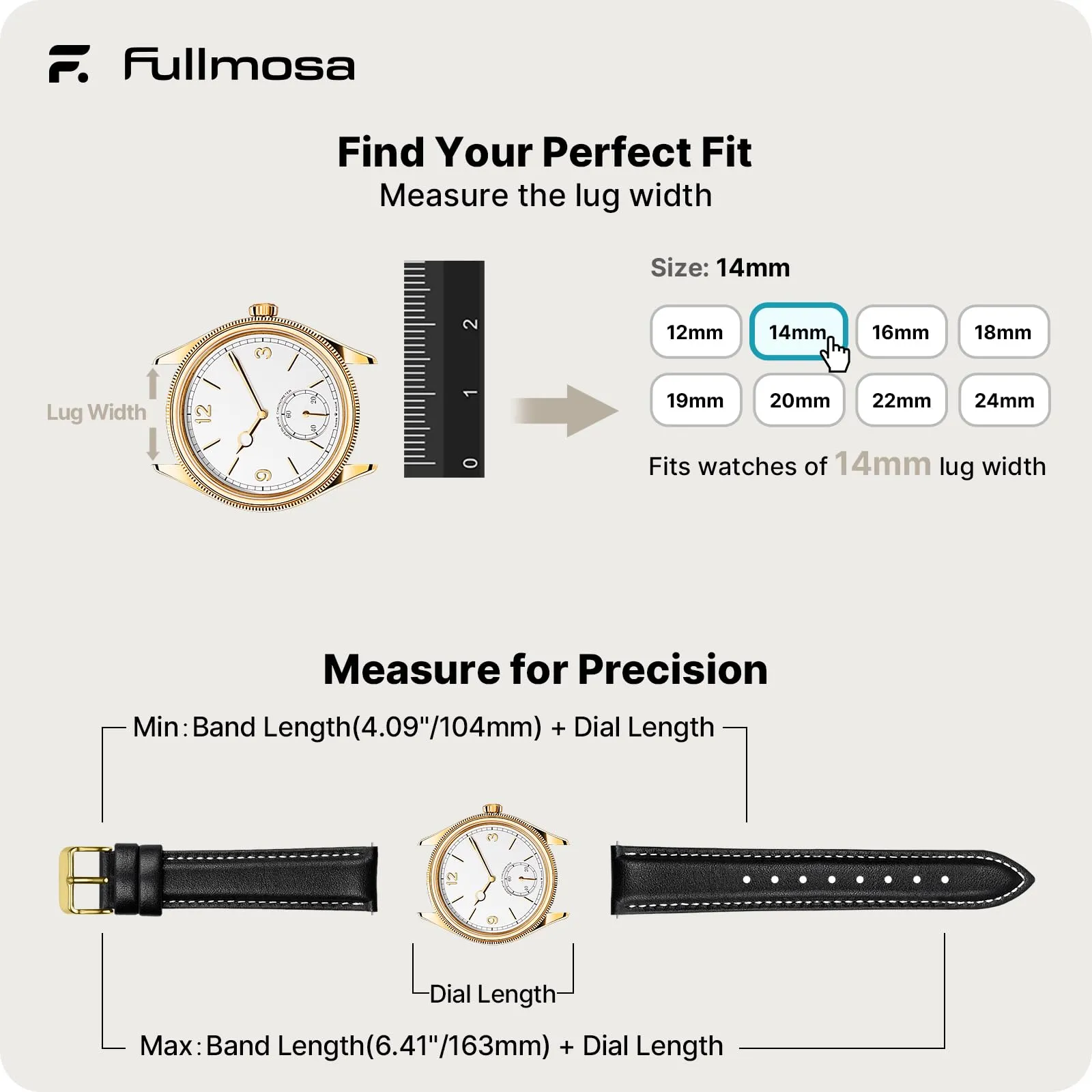 Fullmosa Cinturino in Pelle 14mm a Sgancio Rapido per Garmin Lily 2 e Lily 2 Active, Nero con Fibbia Oro - immagine 5