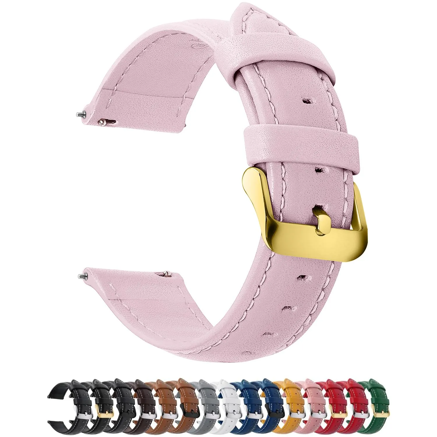 Fullmosa Cinturino per Orologio 18mm in Pelle a Sgancio Rapido - Rosa Sabbia Fibbia Oro - immagine 1