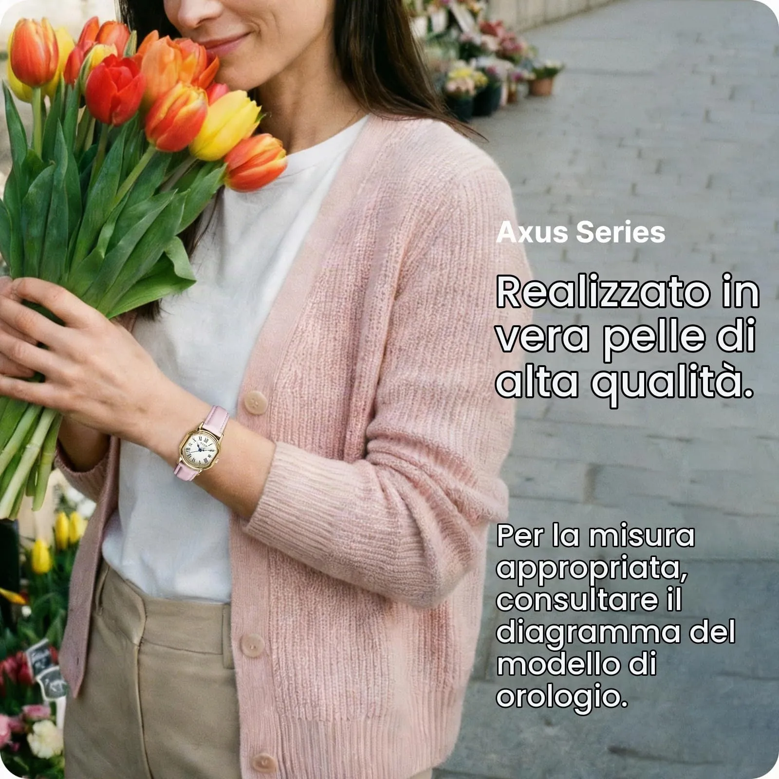 Fullmosa Cinturino per Orologio 18mm in Pelle a Sgancio Rapido - Rosa Sabbia Fibbia Oro - immagine 3