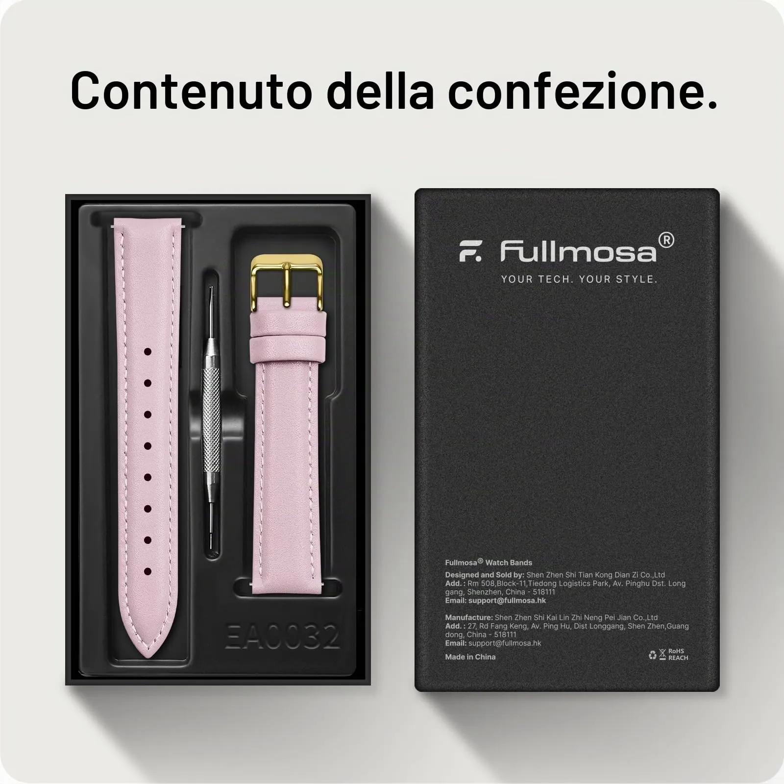 Fullmosa Cinturino per Orologio 18mm in Pelle a Sgancio Rapido - Rosa Sabbia Fibbia Oro - immagine 6