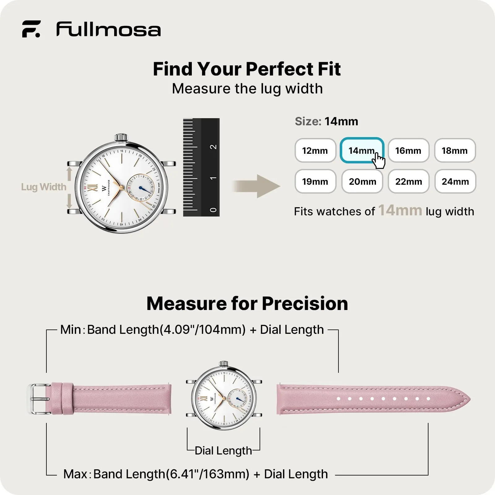 Fullmosa Cinturino per Orologio 14mm in Pelle a Sgancio Rapido per Garmin Lily 2 e Lily 2 Active - immagine 5