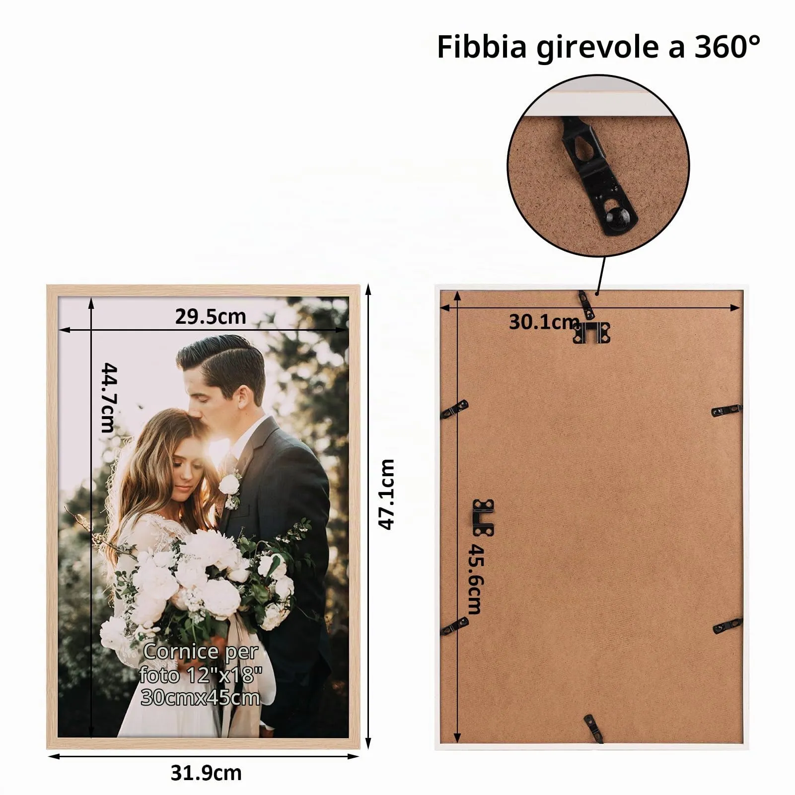 Giftgarden Cornice in PVC, Legno Naturale, 30x45 cm, 1 Pezzo - immagine 2