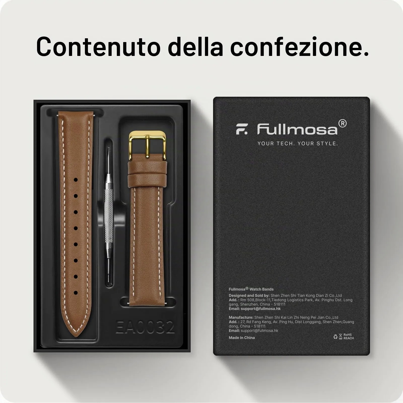 Fullmosa Cinturino per Orologio 18mm in Vera Pelle a Sgancio Rapido, Marrone con Fibbia Oro - immagine 6