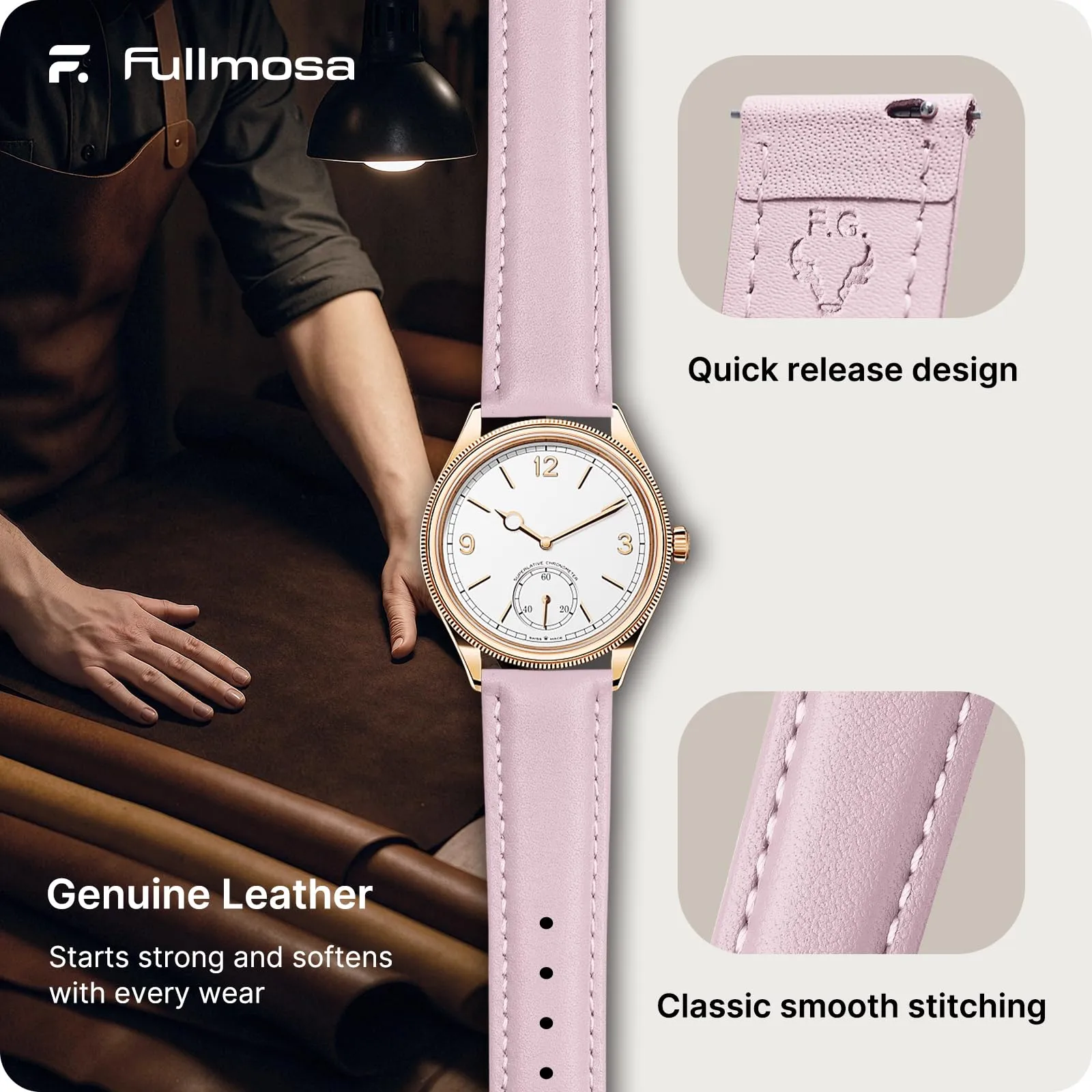 Fullmosa Cinturino per Orologio 12mm in Pelle a Sgancio Rapido - immagine 4