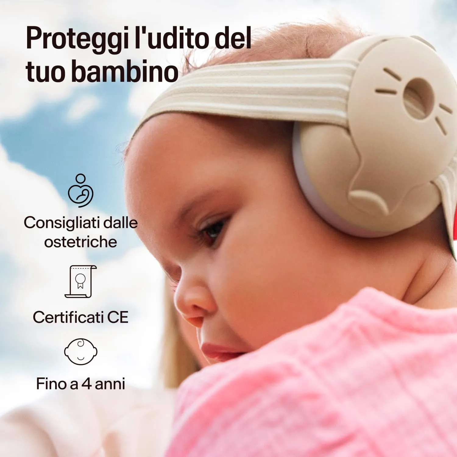 Alpine Muffy Baby Cuffie Antirumore per Neonati e Bambini fino a 36 Mesi - Beige - immagine 2