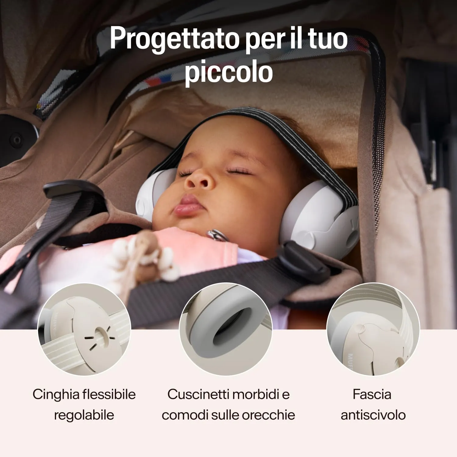 Alpine Muffy Baby Cuffie Antirumore per Neonati e Bambini fino a 36 Mesi - Beige - immagine 3