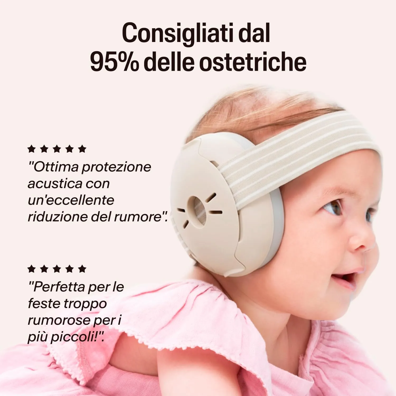 Alpine Muffy Baby Cuffie Antirumore per Neonati e Bambini fino a 36 Mesi - Beige - immagine 4