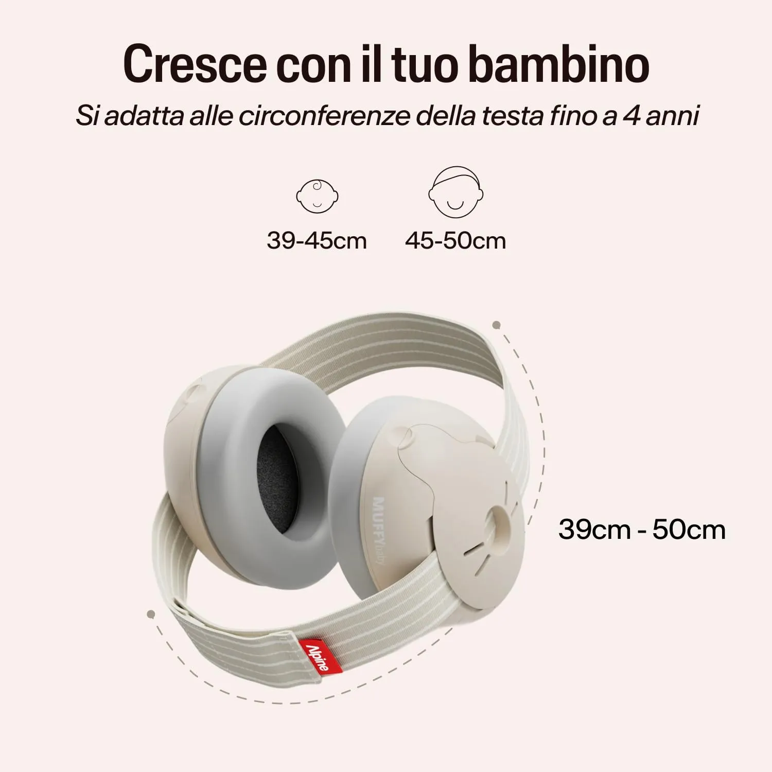 Alpine Muffy Baby Cuffie Antirumore per Neonati e Bambini fino a 36 Mesi - Beige - immagine 5