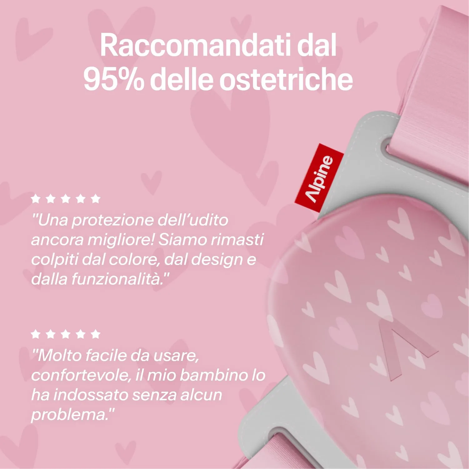 Alpine Muffy Baby Comfort Paraorecchie per Neonati e Bambini, Attenuazione 24 dB, Cuori - immagine 5