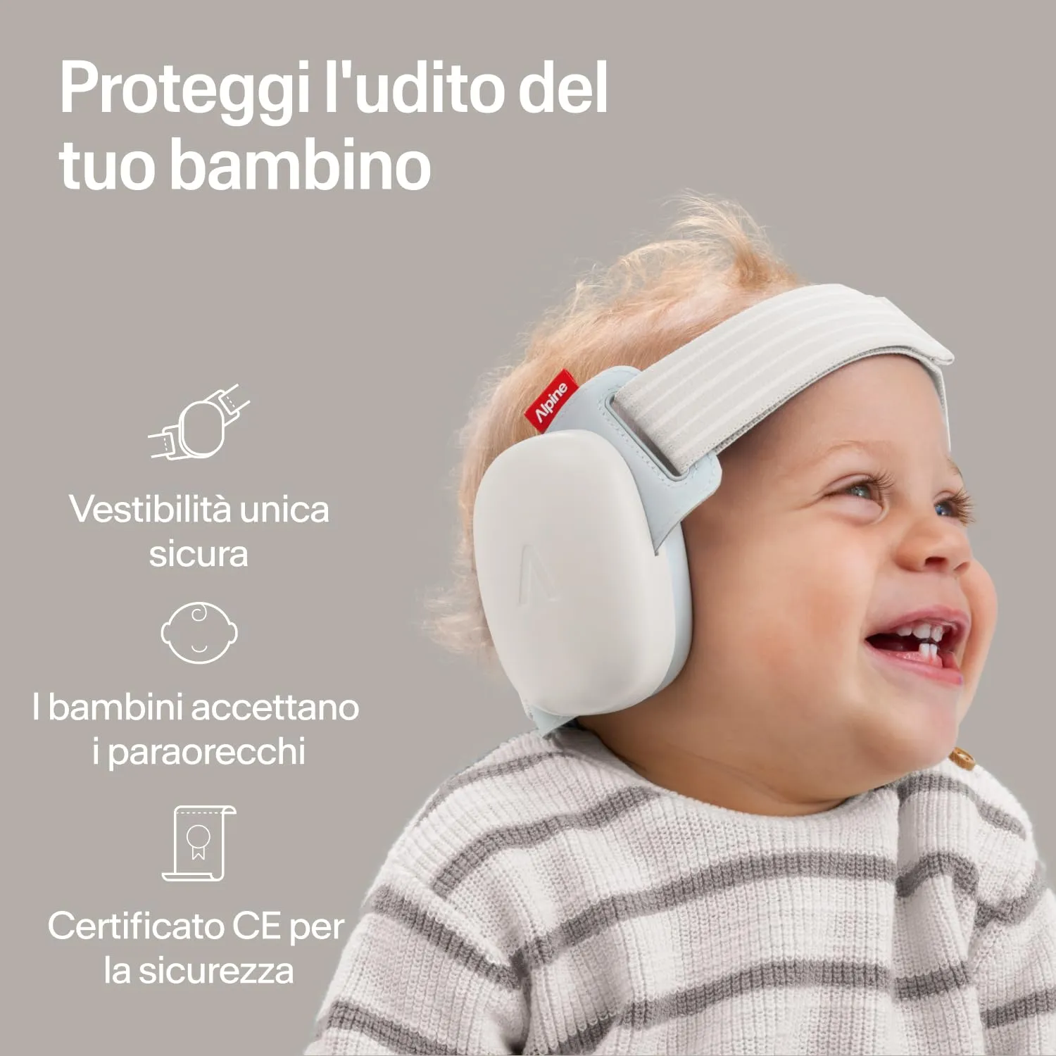 Alpine Muffy Baby Comfort Paraorecchie per Neonati e Bambini, Attenuazione 24 dB, Beige - immagine 2