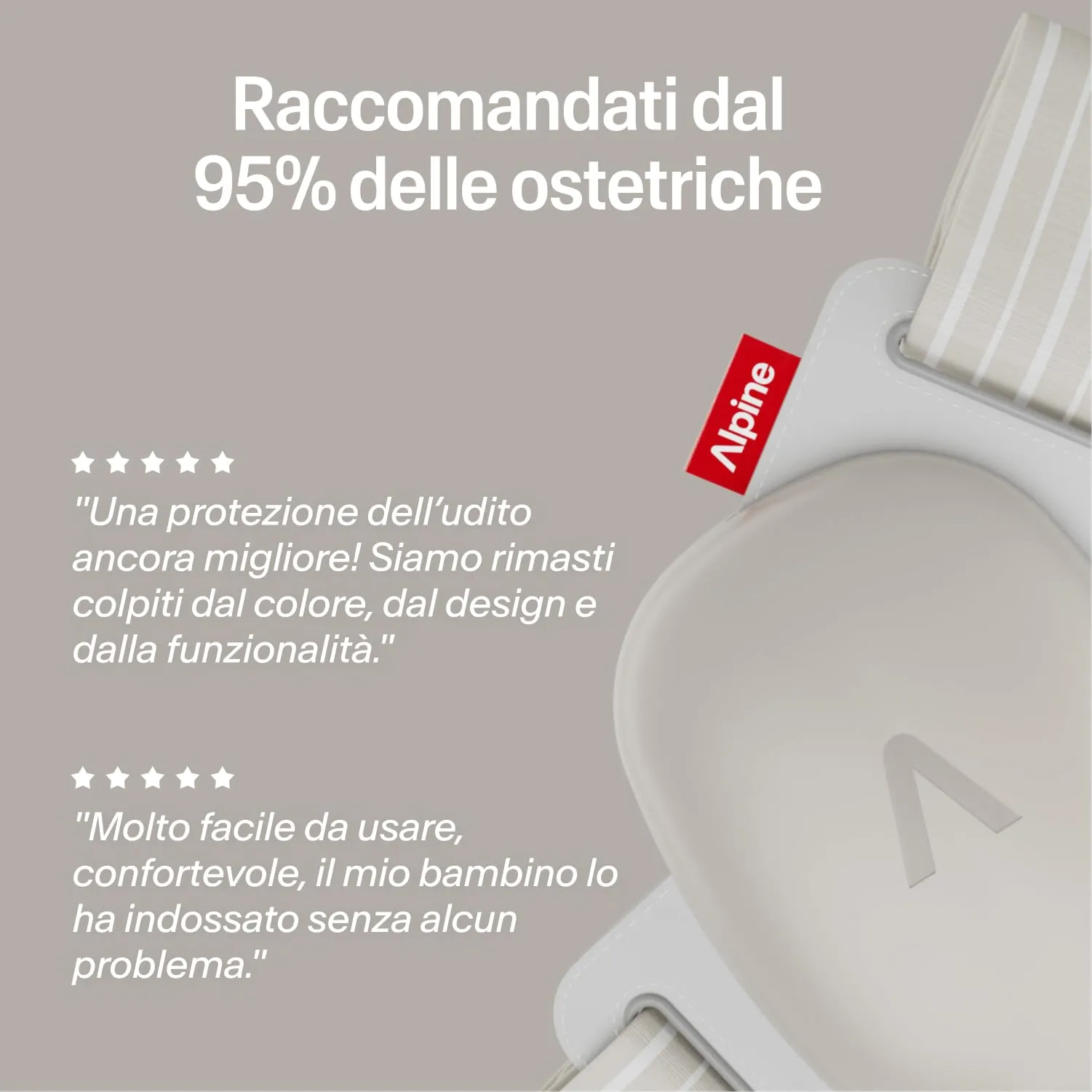 Alpine Muffy Baby Comfort Paraorecchie per Neonati e Bambini, Attenuazione 24 dB, Beige - immagine 5