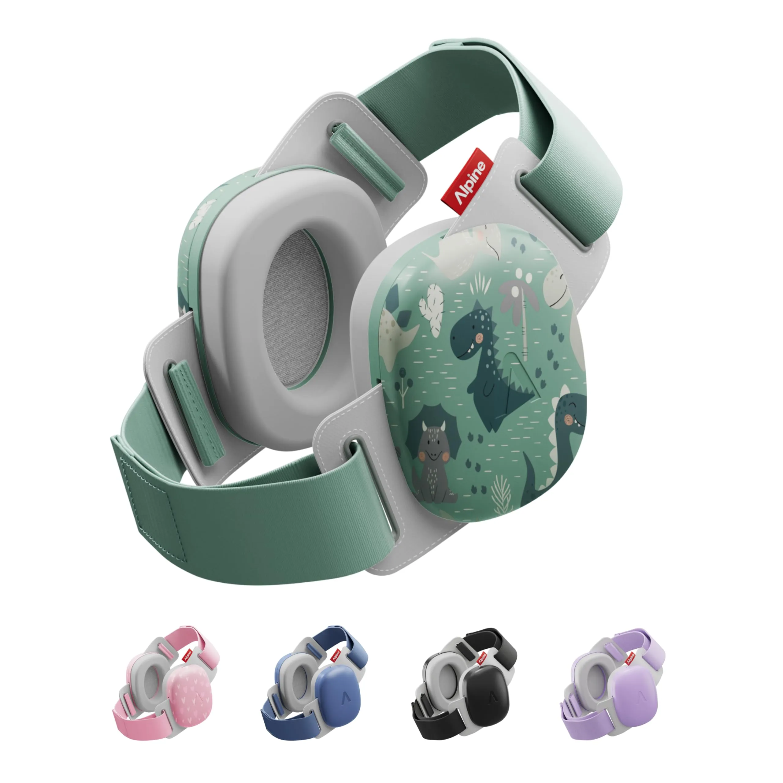 Alpine Muffy Baby Comfort Paraorecchie per Neonati e Bambini, Attenuazione 24 dB, Dinosauri - immagine 1