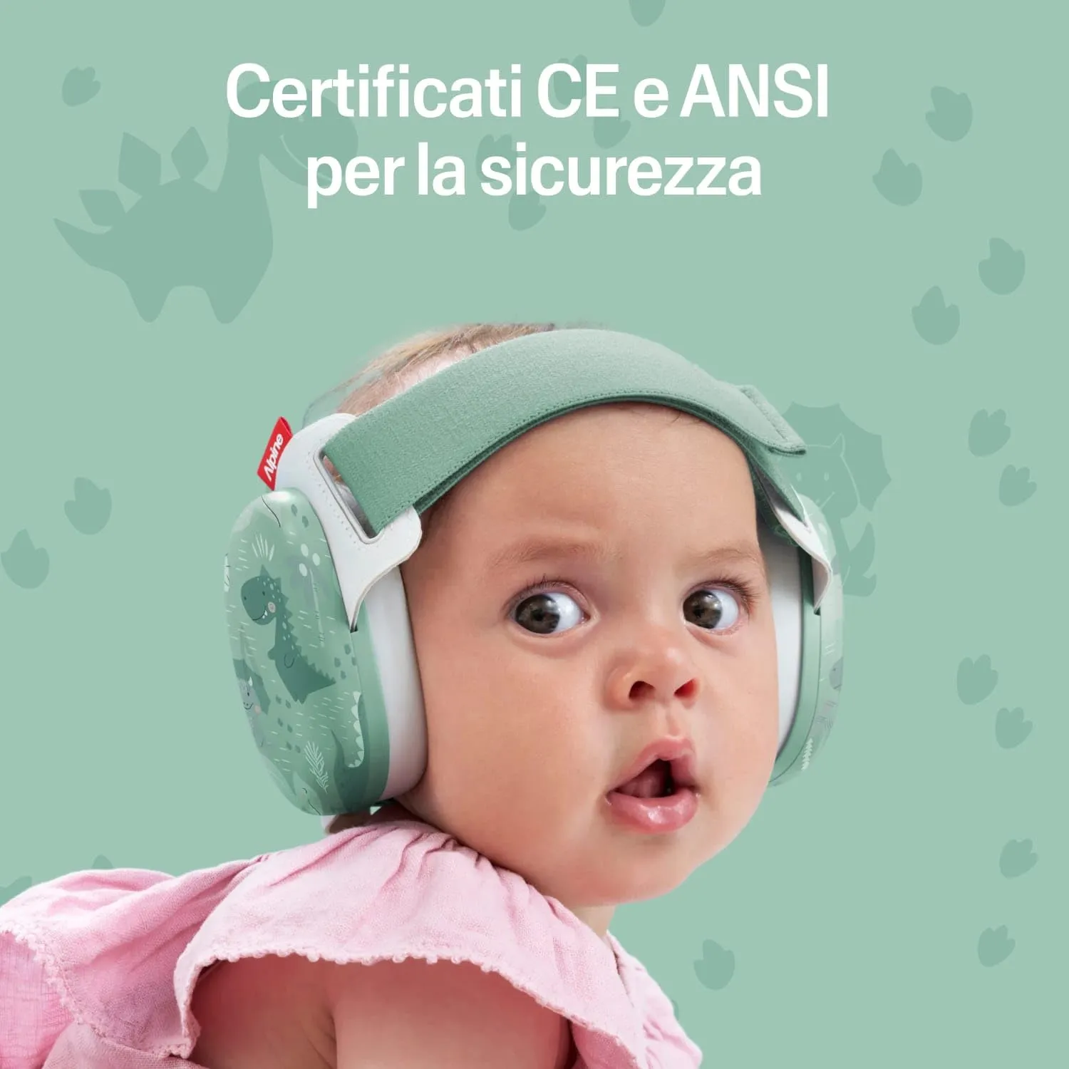 Alpine Muffy Baby Comfort Paraorecchie per Neonati e Bambini, Attenuazione 24 dB, Dinosauri - immagine 4