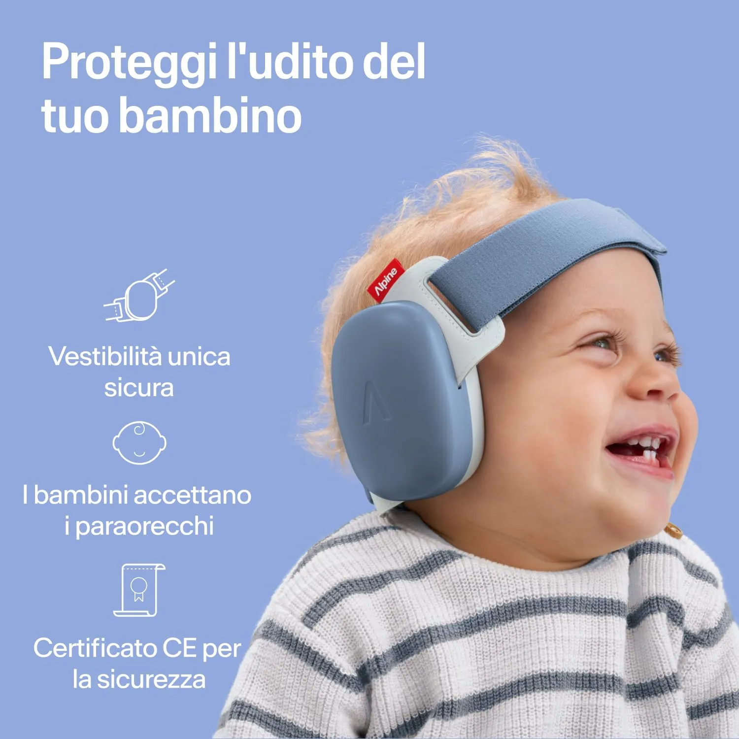 Alpine Muffy Baby Comfort Paraorecchie per Neonati e Bambini, Attenuazione 24 dB, Blu Denim - immagine 2