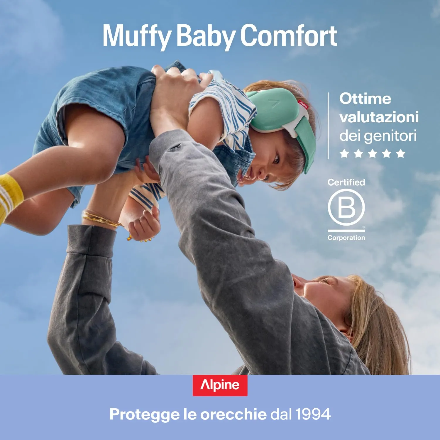 Alpine Muffy Baby Comfort Paraorecchie per Neonati e Bambini, Attenuazione 24 dB, Blu Denim - immagine 9