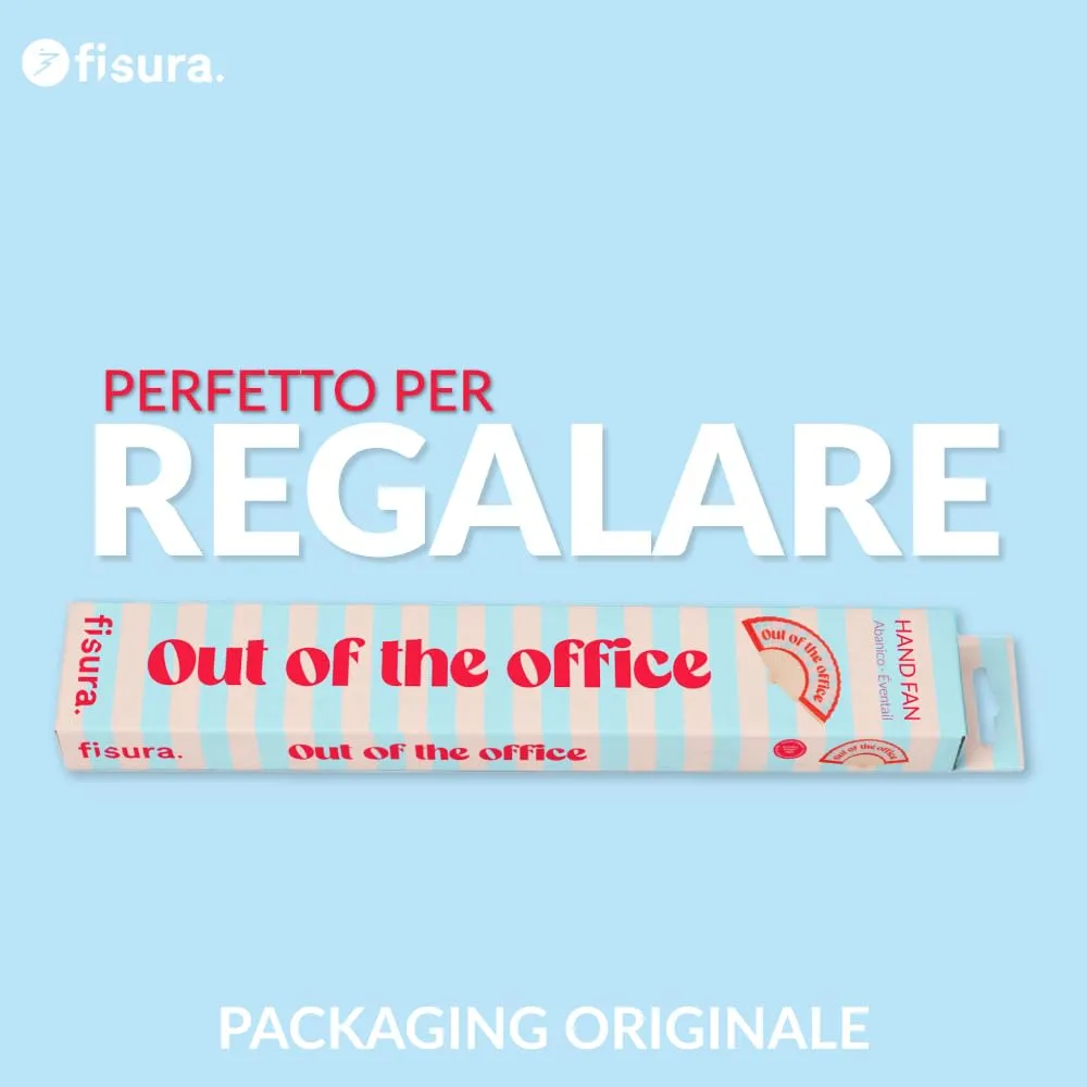 Fisura Ventaglio in legno Out of the Office, blu e rosso, con laccetto, 42,5 x 23 cm - immagine 7