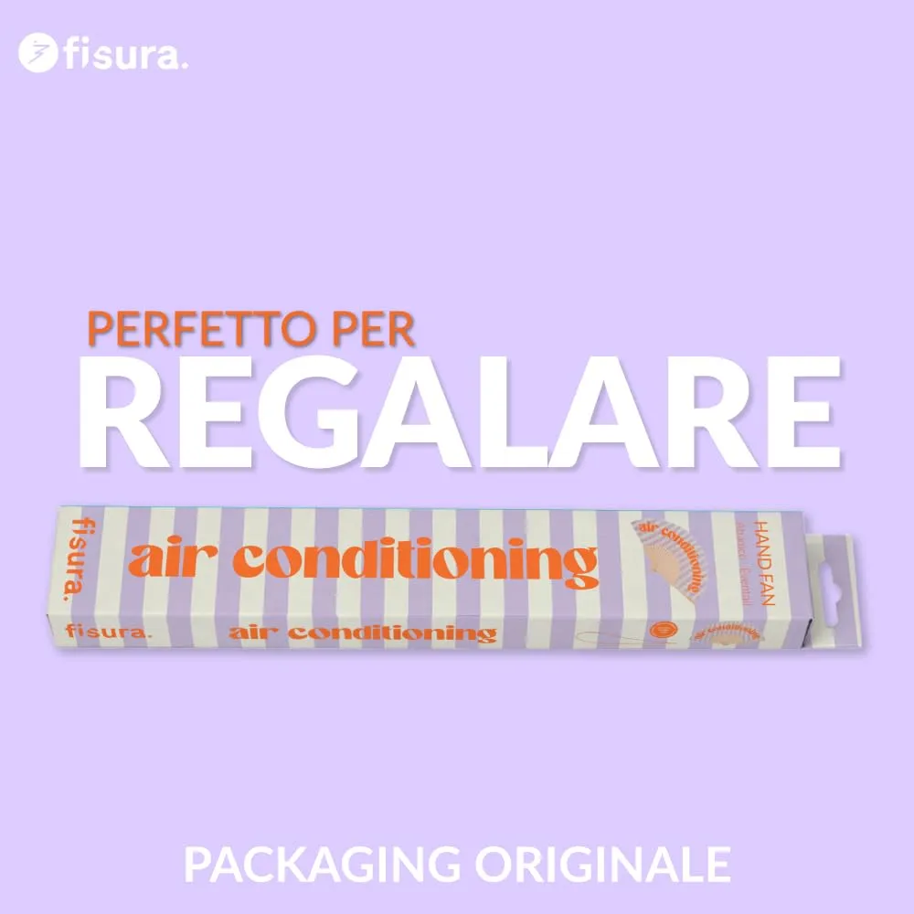 Fisura Ventaglio in legno con scritta Air Conditioning, a righe lilla con laccetto, 42,5 x 23 cm - immagine 7