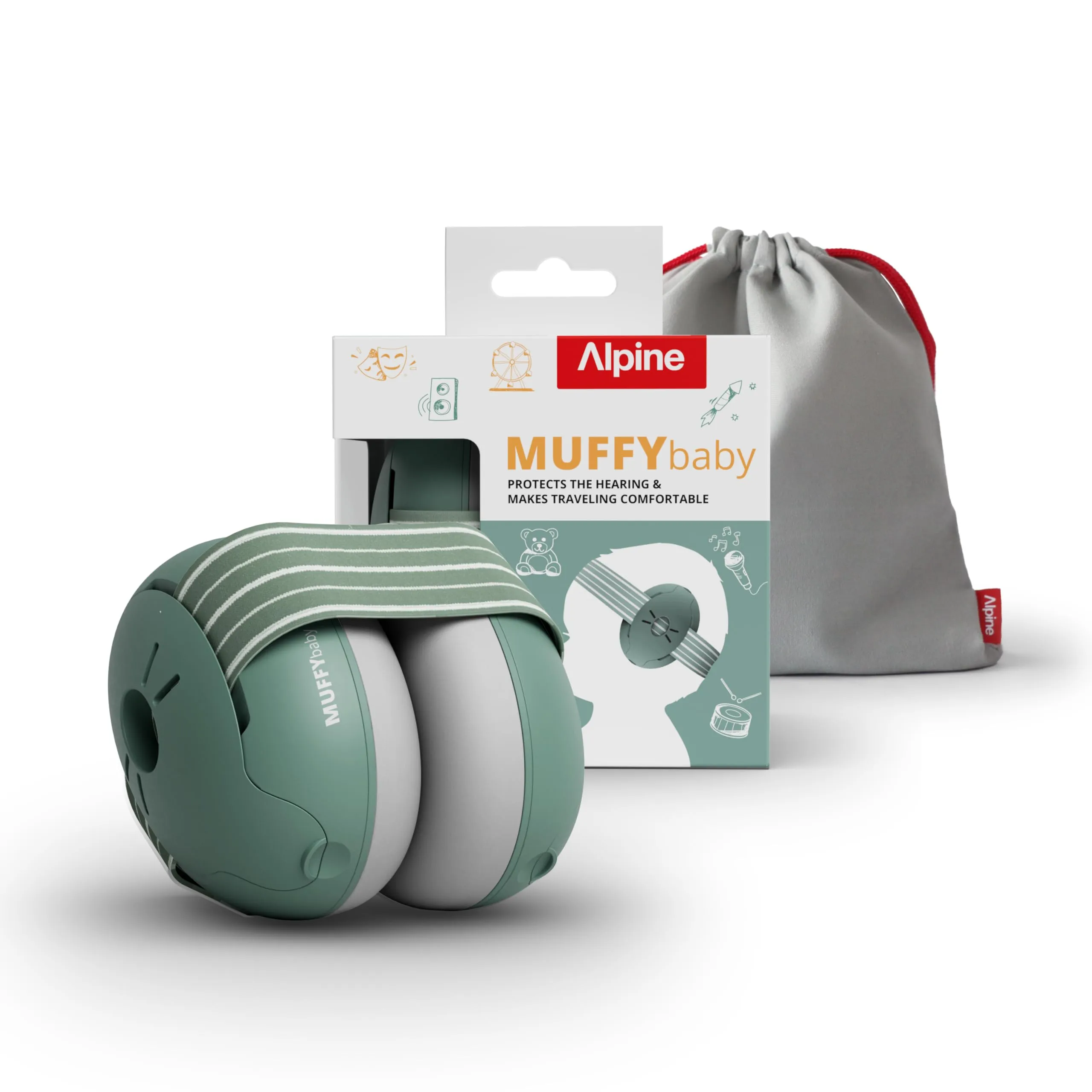 Alpine Muffy Baby Cuffie antirumore per neonati e bambini piccoli fino a 36 mesi - Verde Salvia - immagine 1