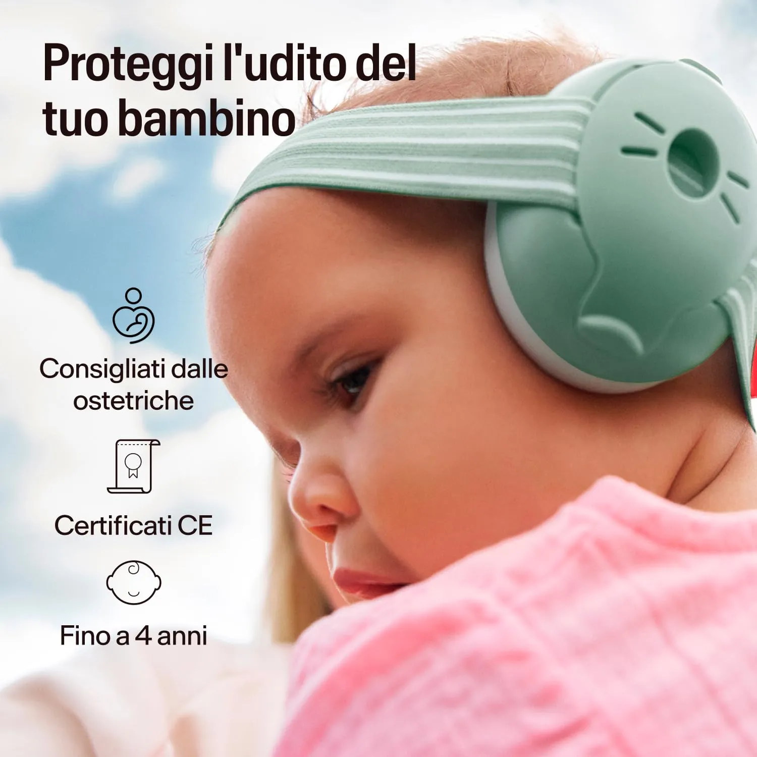 Alpine Muffy Baby Cuffie antirumore per neonati e bambini piccoli fino a 36 mesi - Verde Salvia - immagine 2