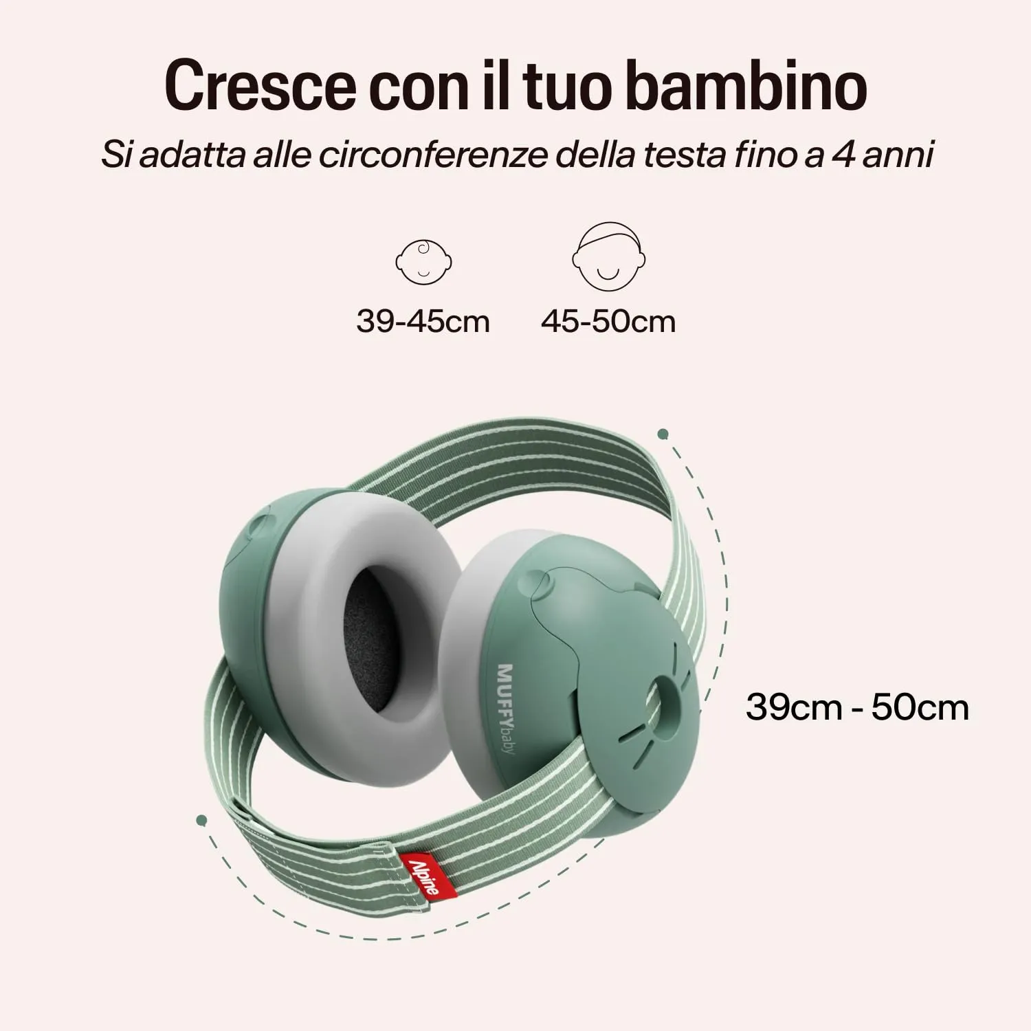 Alpine Muffy Baby Cuffie antirumore per neonati e bambini piccoli fino a 36 mesi - Verde Salvia - immagine 5
