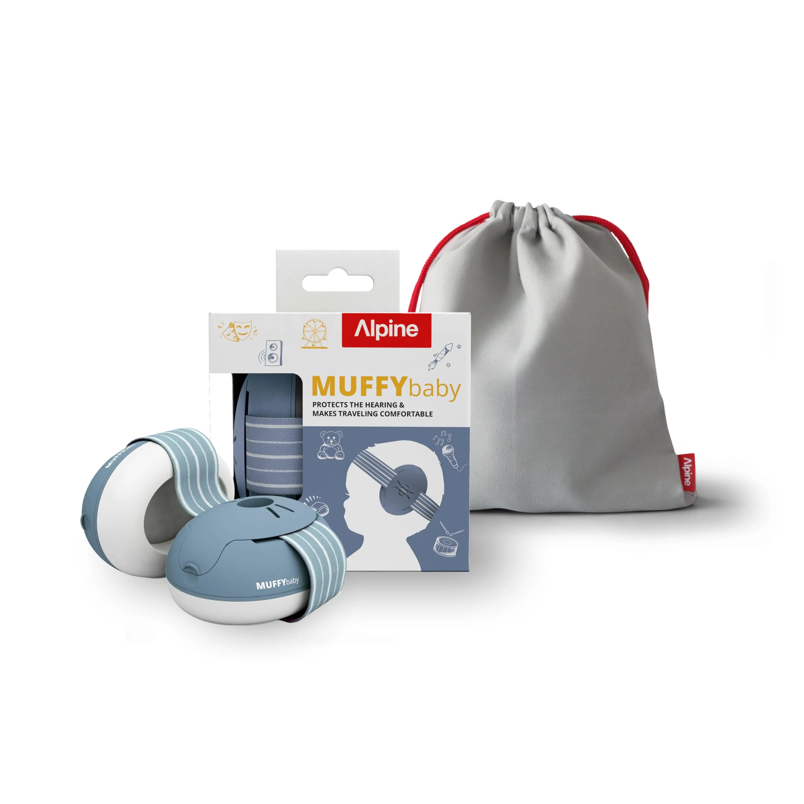 Alpine Muffy Baby Cuffie antirumore per neonati e bambini piccoli fino a 36 mesi, Blu Denim - immagine 1