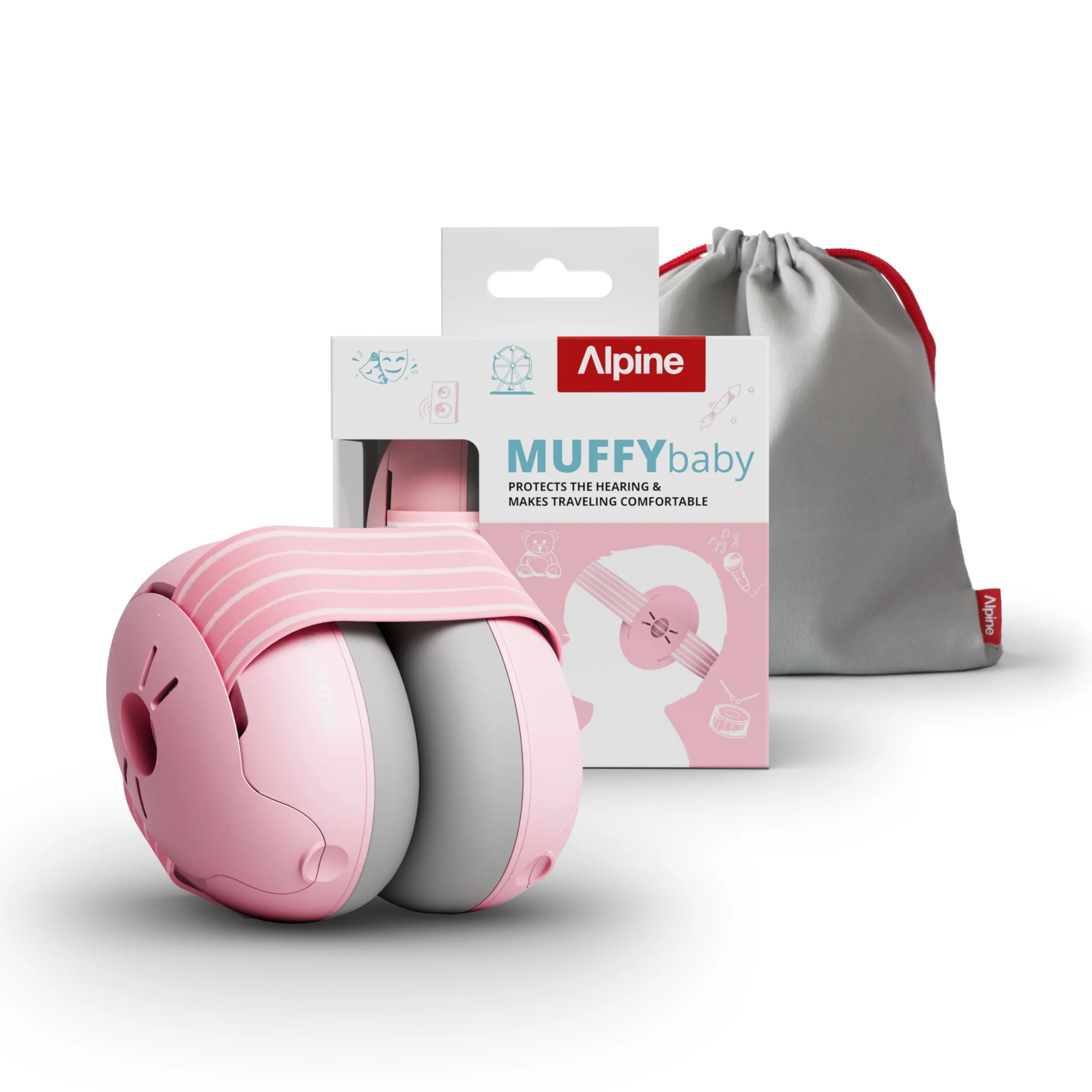 Alpine Muffy Baby Cuffie Antirumore per Neonati e Bambini fino a 36 Mesi - Rosa Cipria - immagine 1