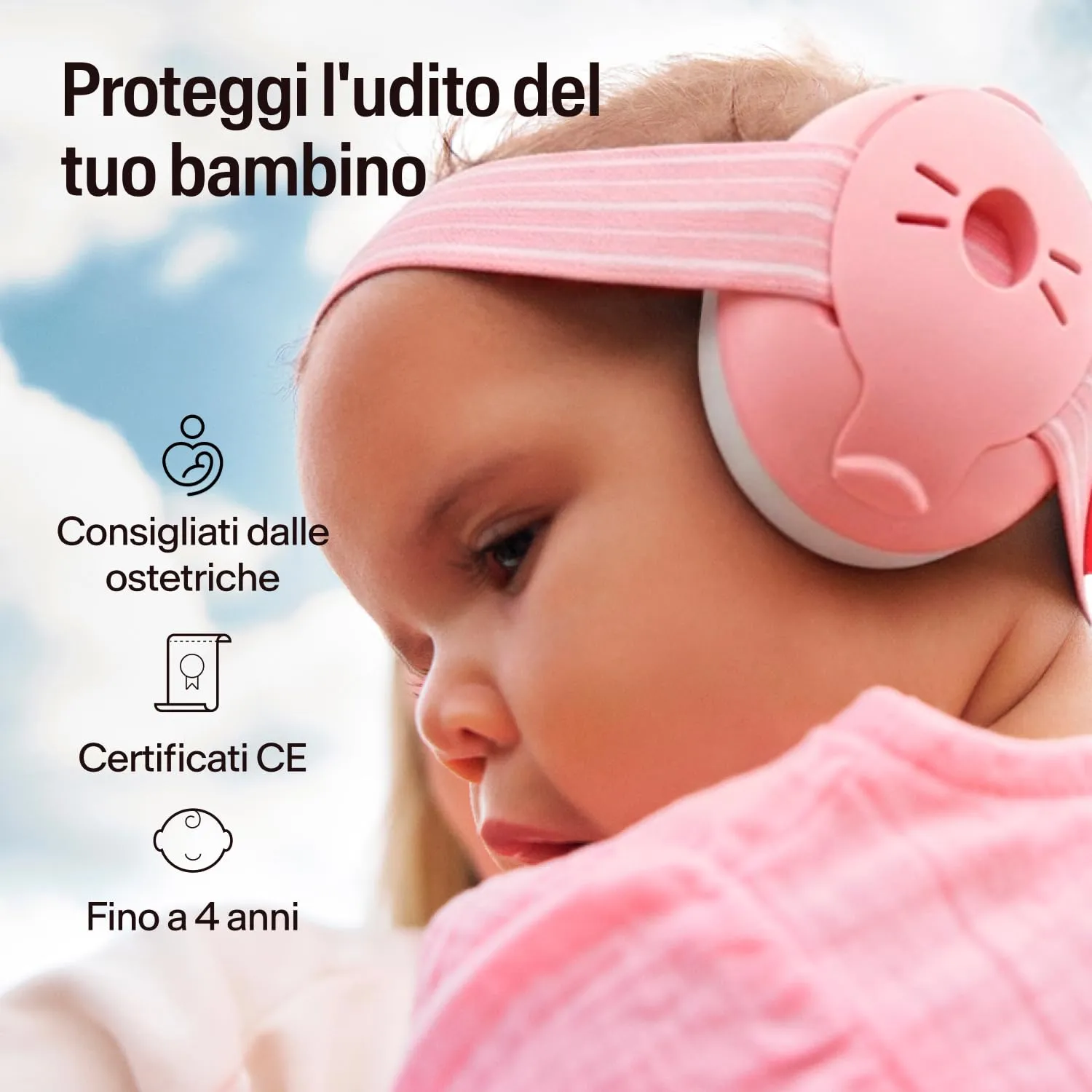 Alpine Muffy Baby Cuffie Antirumore per Neonati e Bambini fino a 36 Mesi - Rosa Cipria - immagine 2