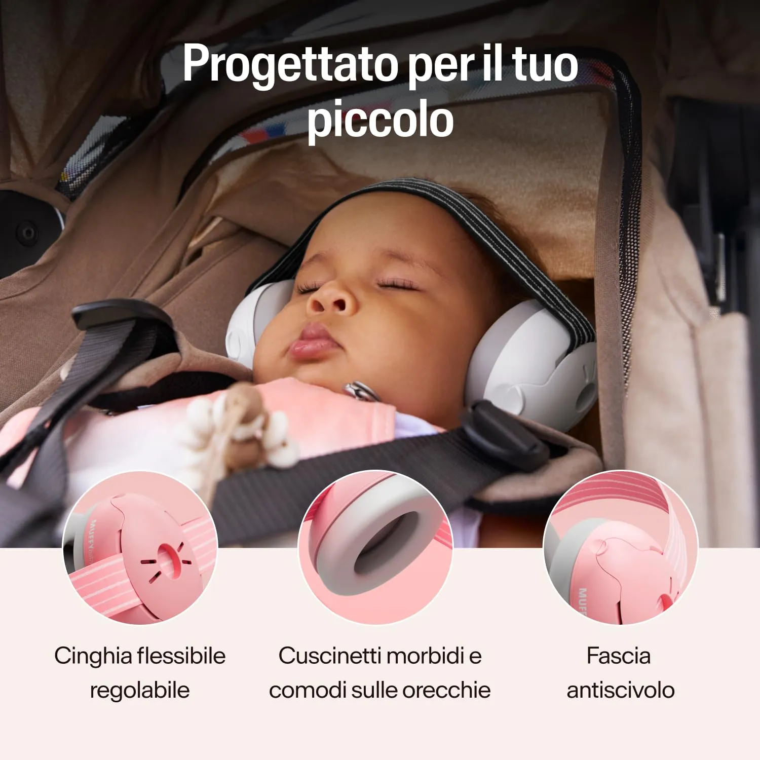Alpine Muffy Baby Cuffie Antirumore per Neonati e Bambini fino a 36 Mesi - Rosa Cipria - immagine 3