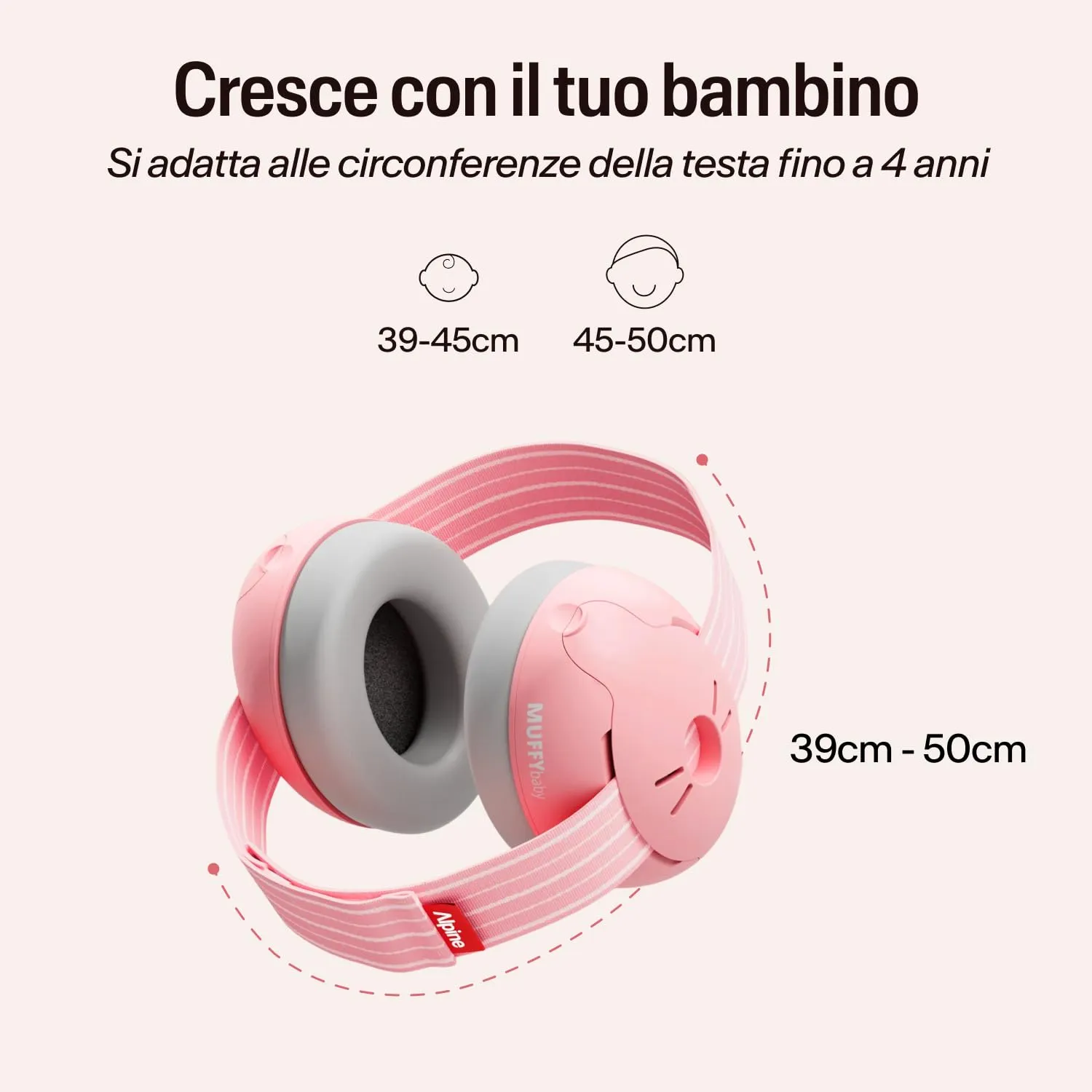 Alpine Muffy Baby Cuffie Antirumore per Neonati e Bambini fino a 36 Mesi - Rosa Cipria - immagine 5