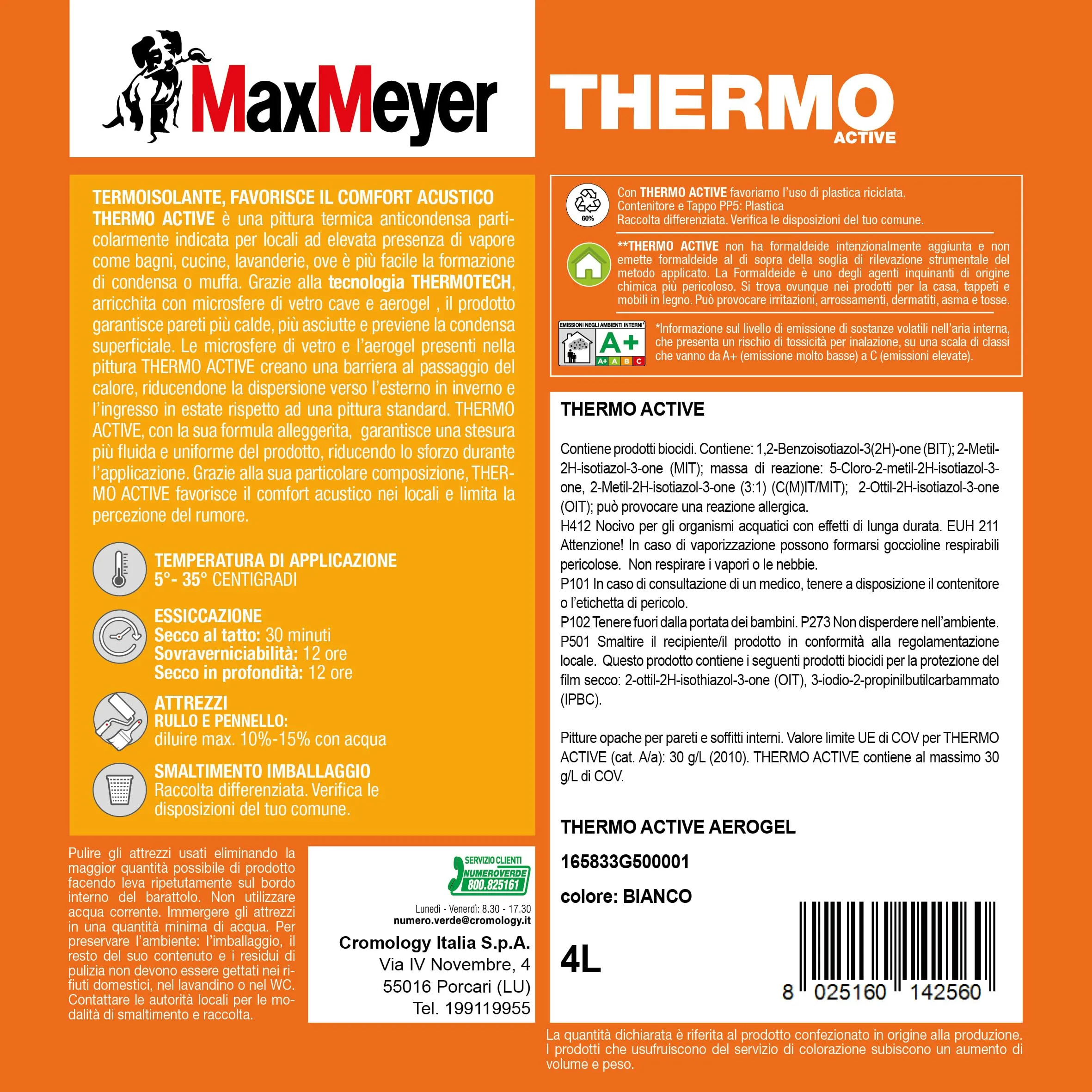 MAXMEYER Thermo Active Aerogel, Pittura Termoisolante per Interni, Antimuffa e Anticondensa, Bianco, 4 Litri - immagine 4