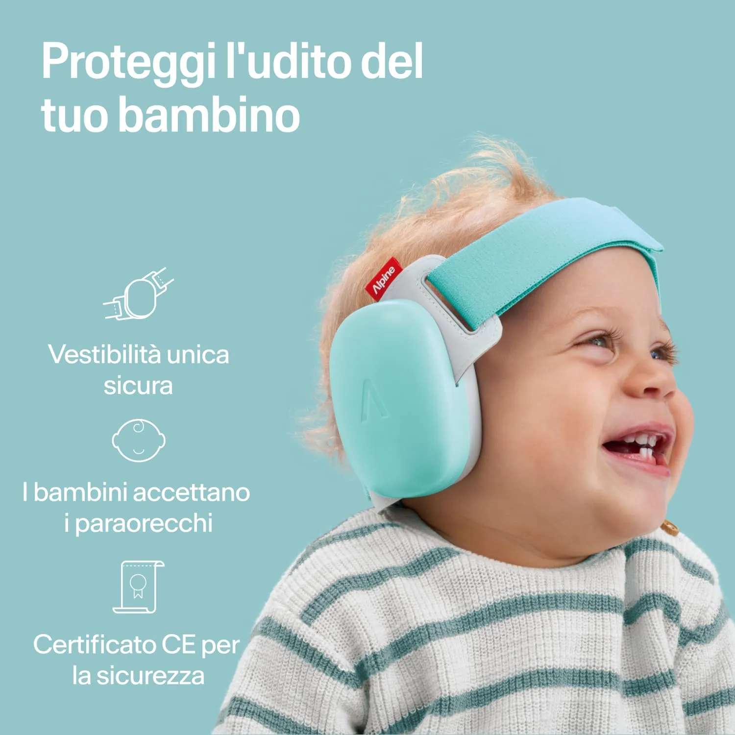 Alpine Muffy Baby Comfort Paraorecchie per Neonati e Bambini, Attenuazione 24 dB, Turchese - immagine 2