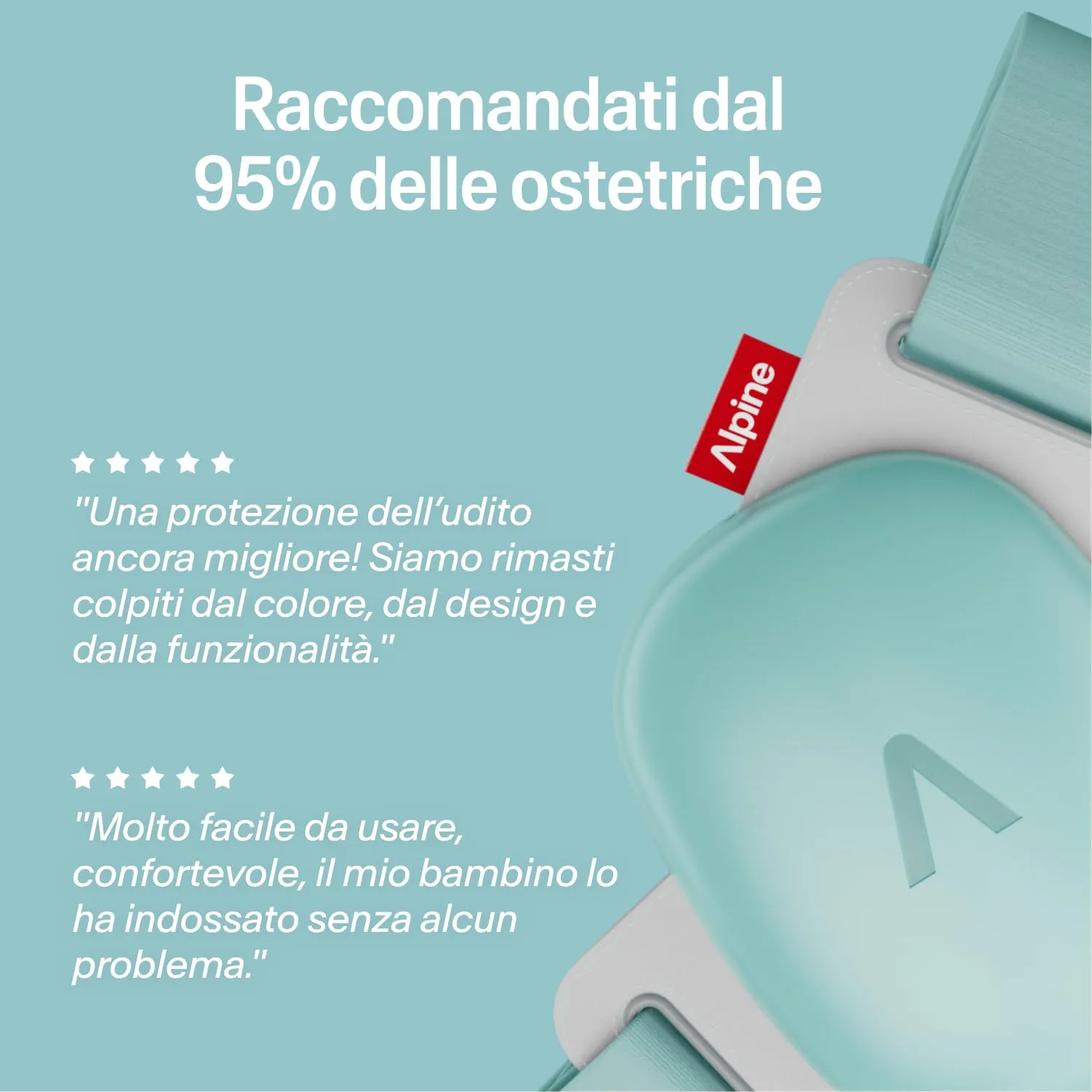 Alpine Muffy Baby Comfort Paraorecchie per Neonati e Bambini, Attenuazione 24 dB, Turchese - immagine 5