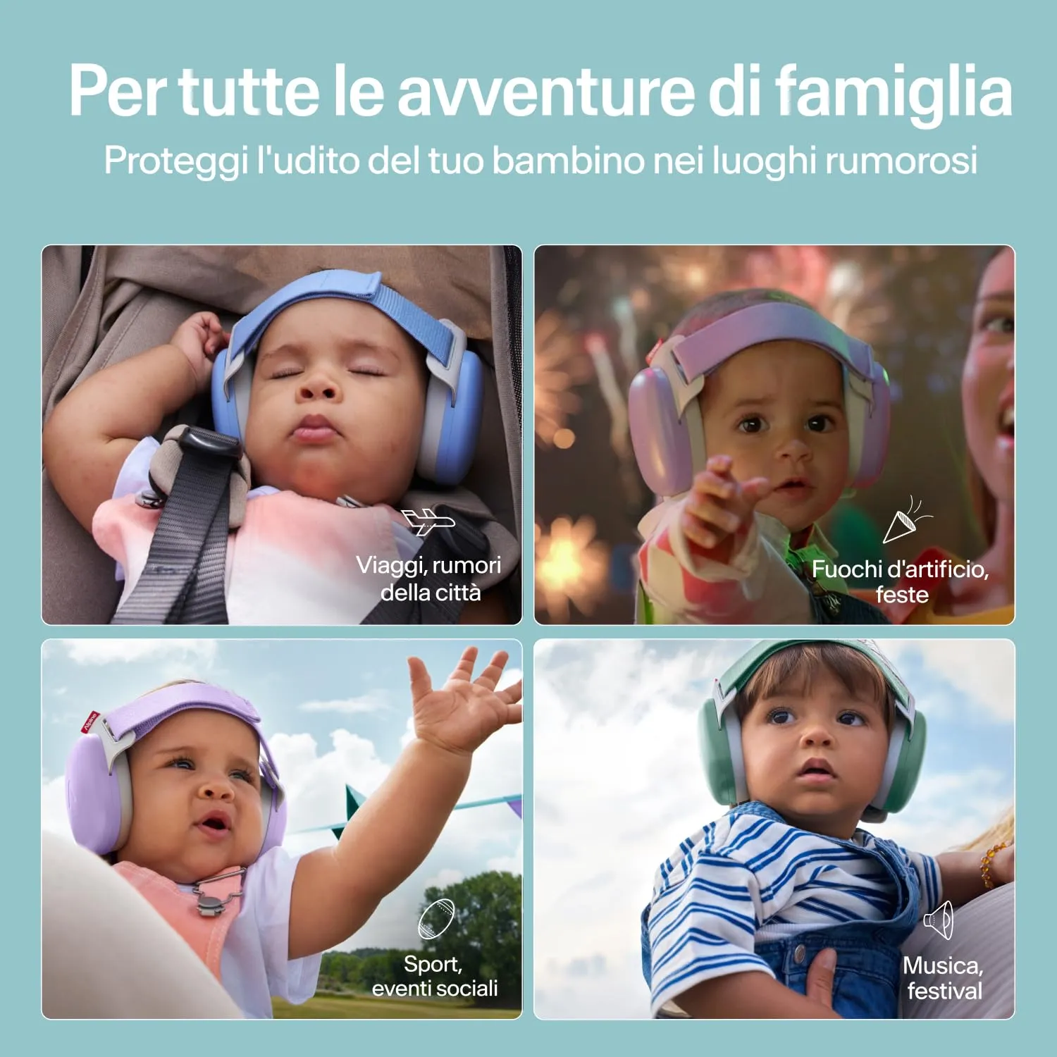 Alpine Muffy Baby Comfort Paraorecchie per Neonati e Bambini, Attenuazione 24 dB, Turchese - immagine 8