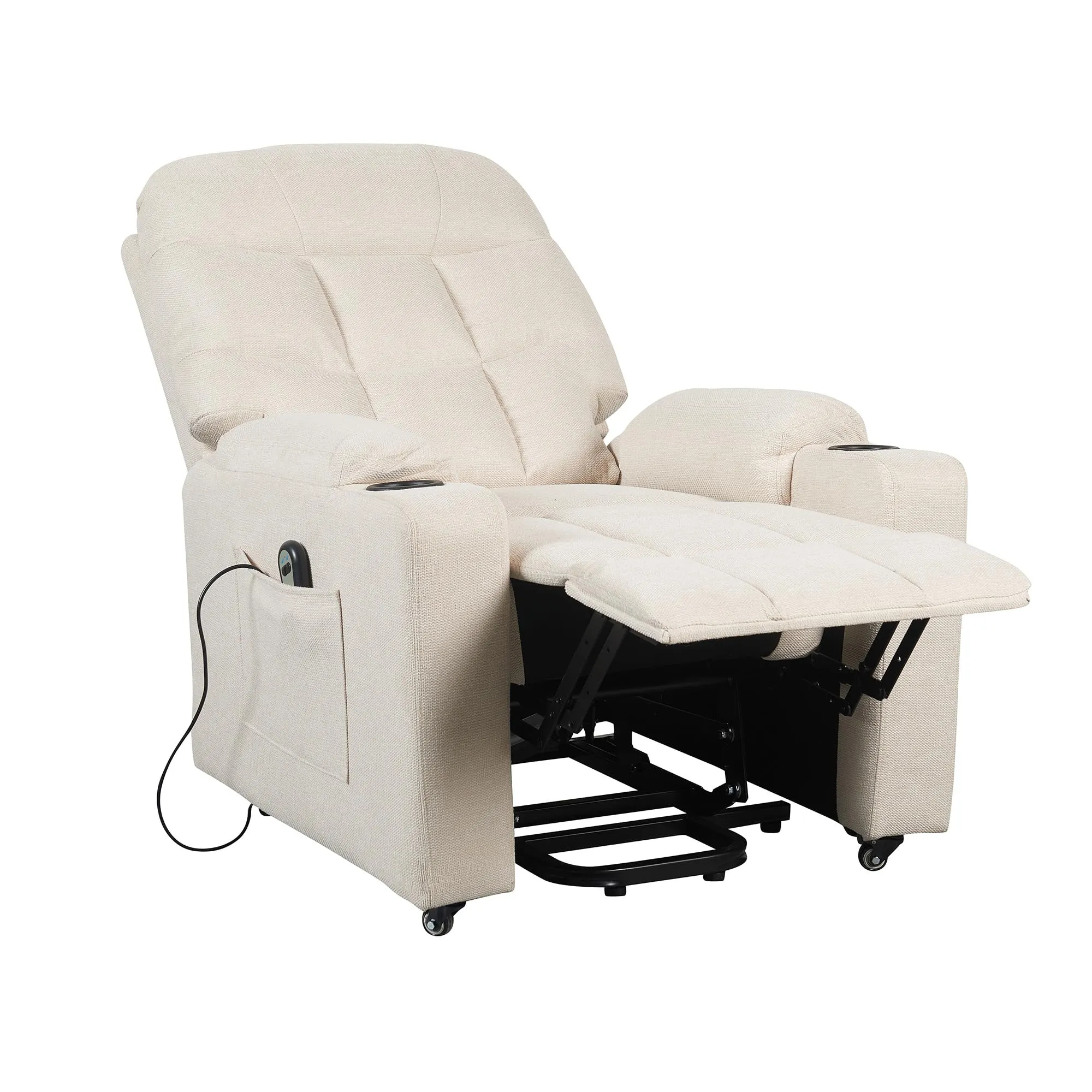 Poltrone Italia Patty 1 Poltrona Relax Alzapersona con Kit 4 Ruote, Beige - immagine 3