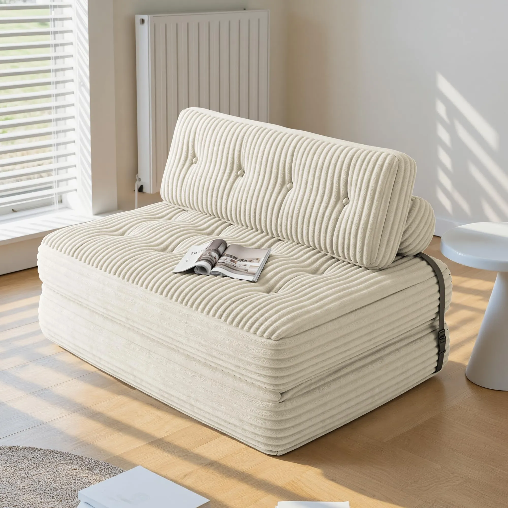 Xbro Divano Letto Matrimoniale 2 Posti Pieghevole 180x130 cm, Beige - immagine 3