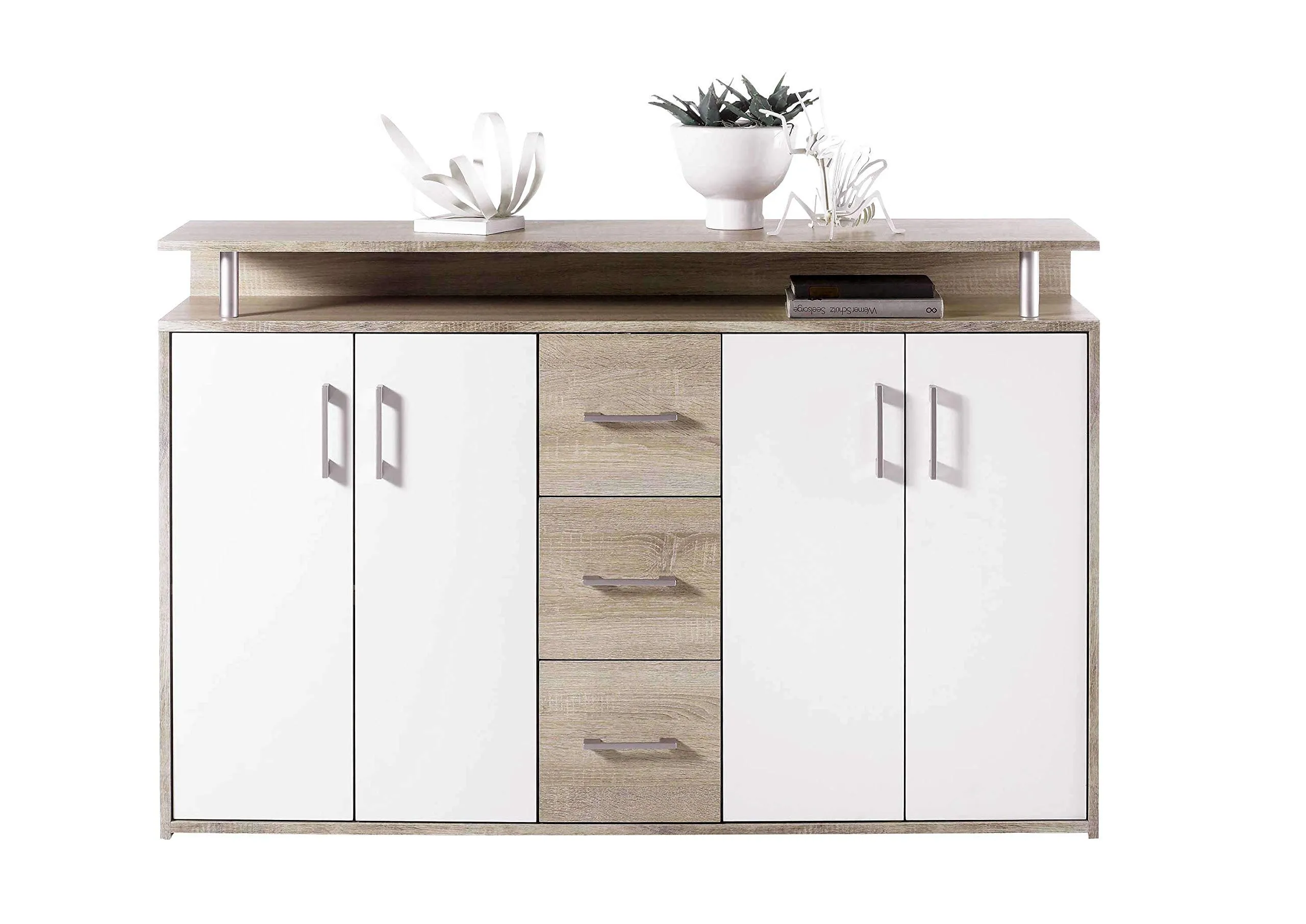 Avanti Trendstore Doro Cassettiera da Ingresso con 4 Ante e 3 Cassetti in Legno Truciolare, 139x90x34 cm - immagine 1