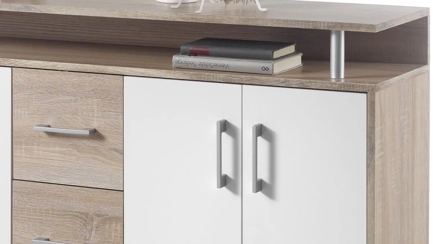 Avanti Trendstore Doro Cassettiera da Ingresso con 4 Ante e 3 Cassetti in Legno Truciolare, 139x90x34 cm - immagine 3