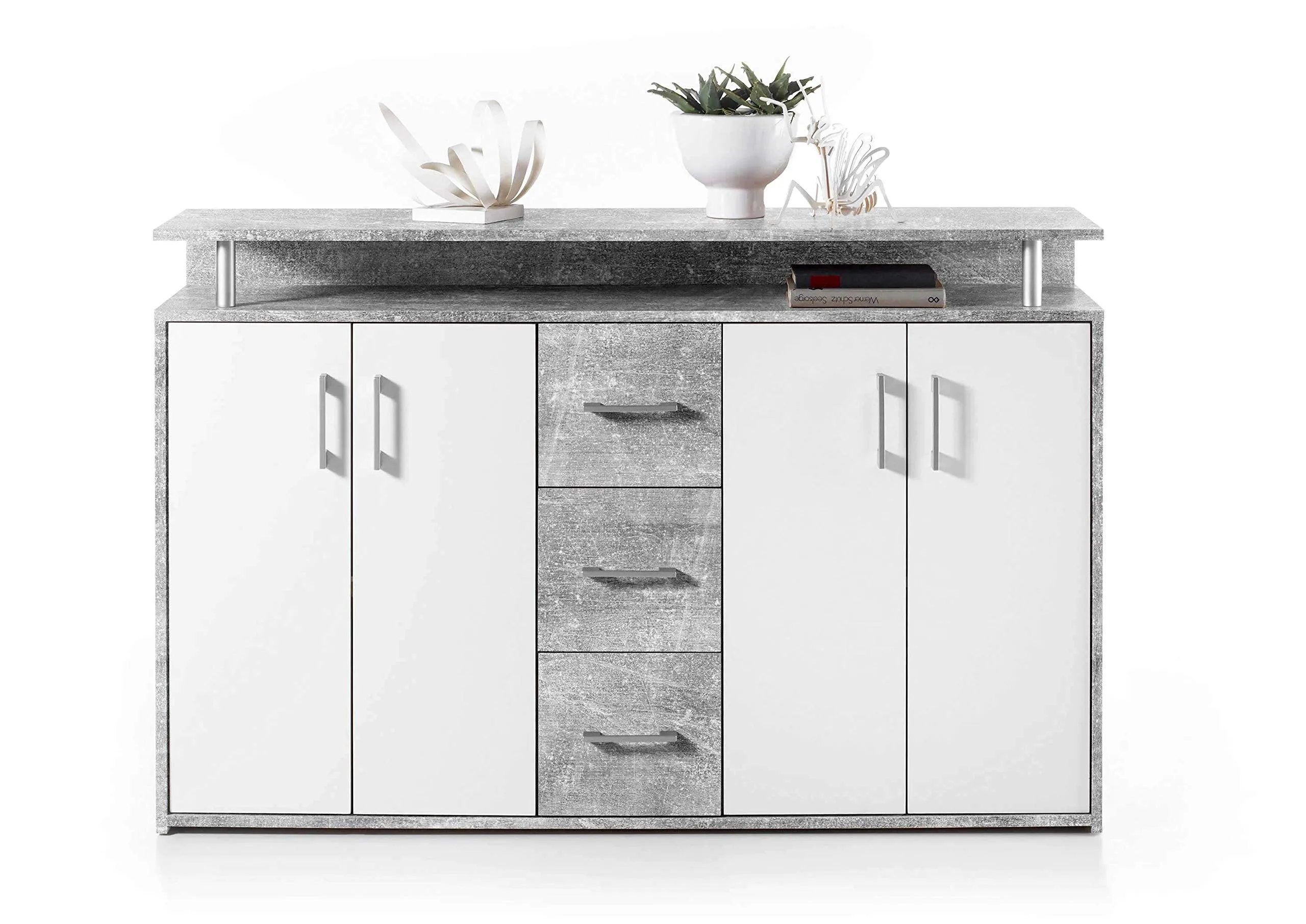 Avanti Trendstore Doro Cassettiera da Ingresso in Legno Truciolare con 4 Ante e 3 Cassetti, 139x90x34 cm - immagine 1