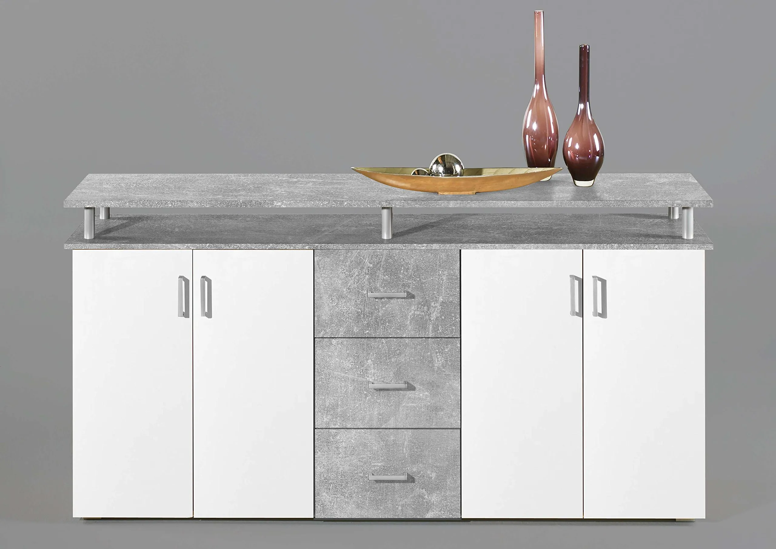 Avanti Trendstore Lift Comò con 4 Ante e 3 Cassetti, Laminato, 176,5x90x38,5 cm (Grigio/Bianco) - immagine 2
