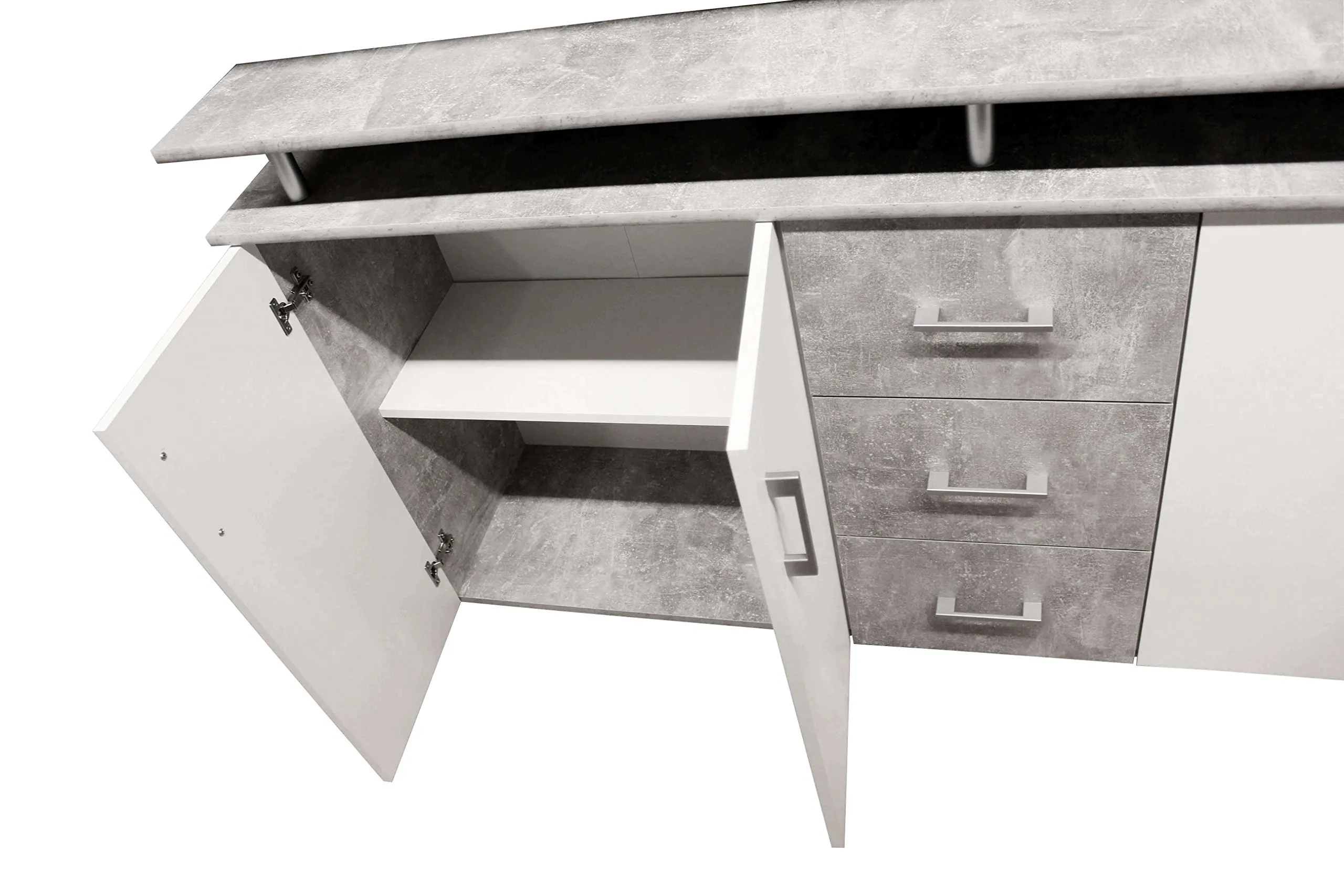Avanti Trendstore Lift Comò con 4 Ante e 3 Cassetti, Laminato, 176,5x90x38,5 cm (Grigio/Bianco) - immagine 6