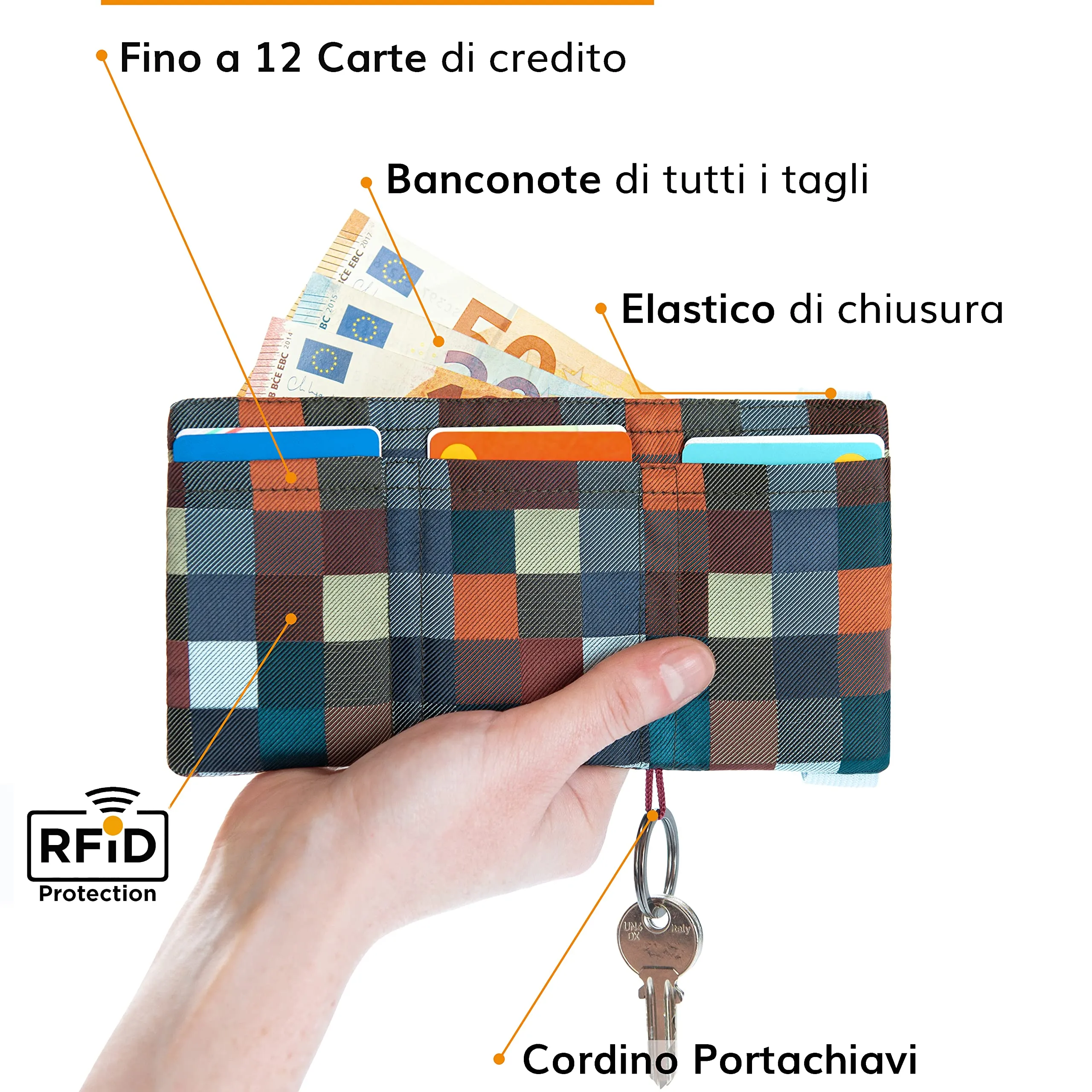 GUGGIARI Portafoglio Uomo Slim con Protezione RFID - Multicheck - immagine 4