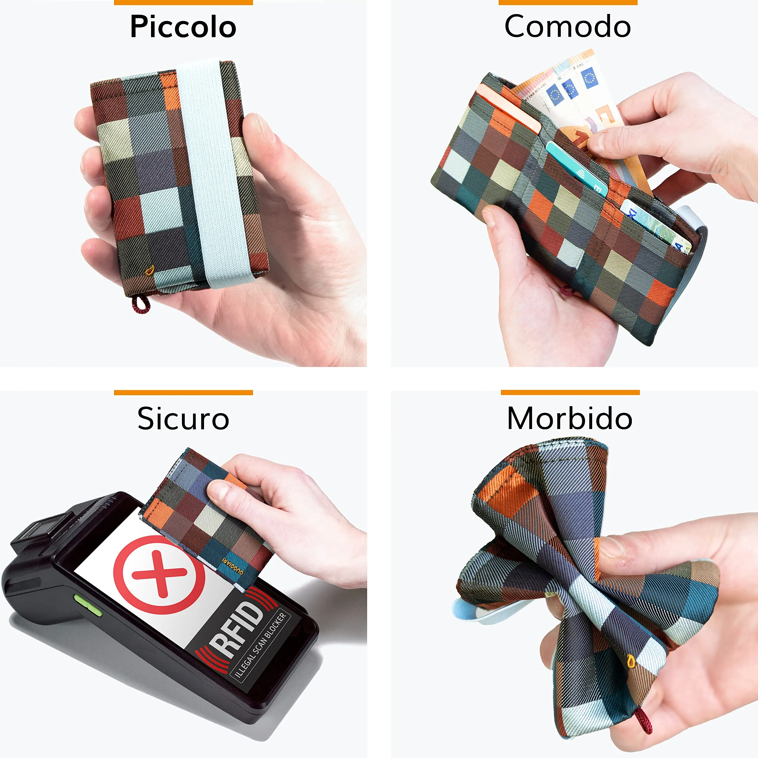 GUGGIARI Portafoglio Uomo Slim con Protezione RFID - Multicheck - immagine 5
