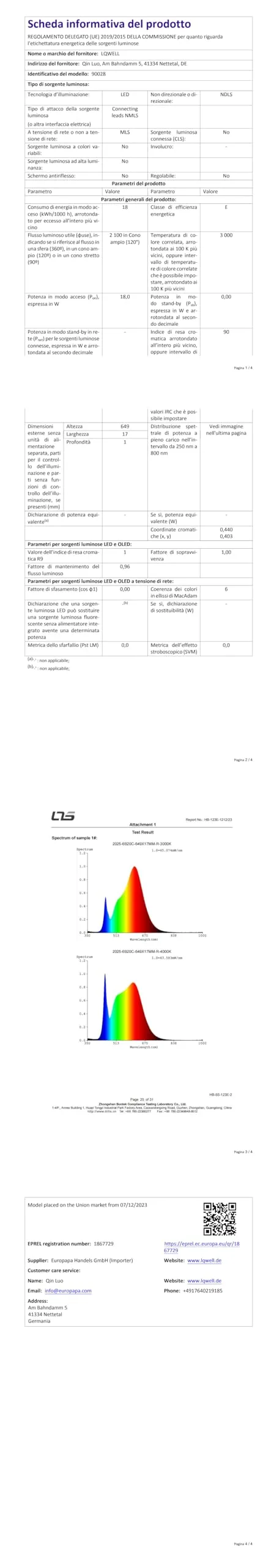 LQWELL Plafoniera LED Ultra Sottile Blu 22cm 18W 3000K - immagine 14