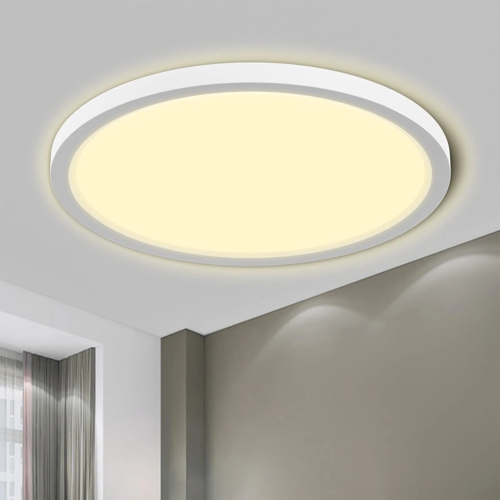 LQWELL Plafoniera LED Ultra Sottile Bianco Ø22cm 18W 3000K - immagine 1
