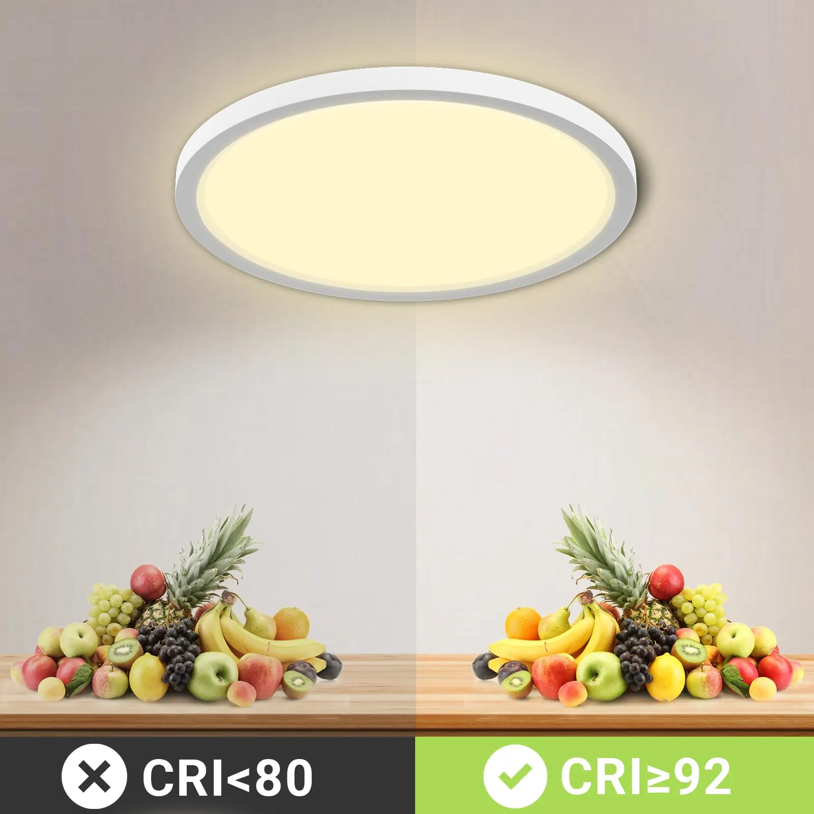 LQWELL Plafoniera LED Ultra Sottile Bianco Ø22cm 18W 3000K - immagine 4
