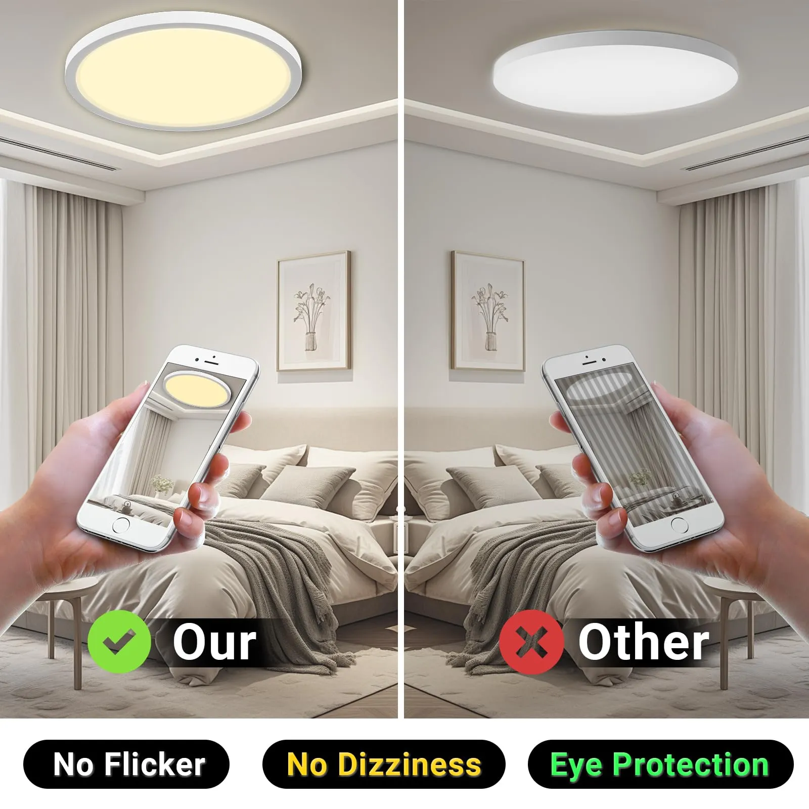 LQWELL Plafoniera LED Ultra Sottile Bianco Ø22cm 18W 3000K - immagine 5