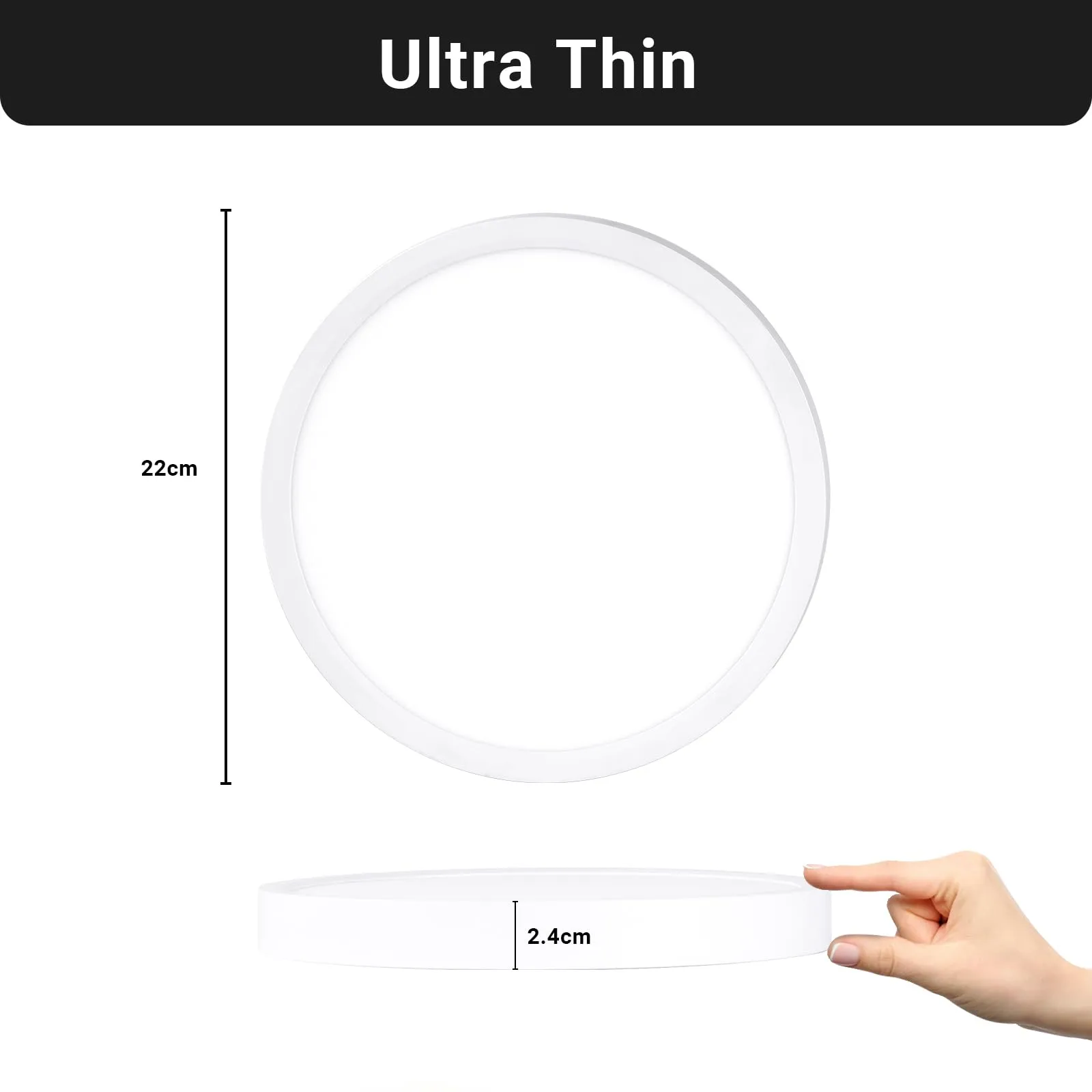 LQWELL Plafoniera LED Ultra Sottile Bianco Ø22cm 18W 3000K - immagine 6