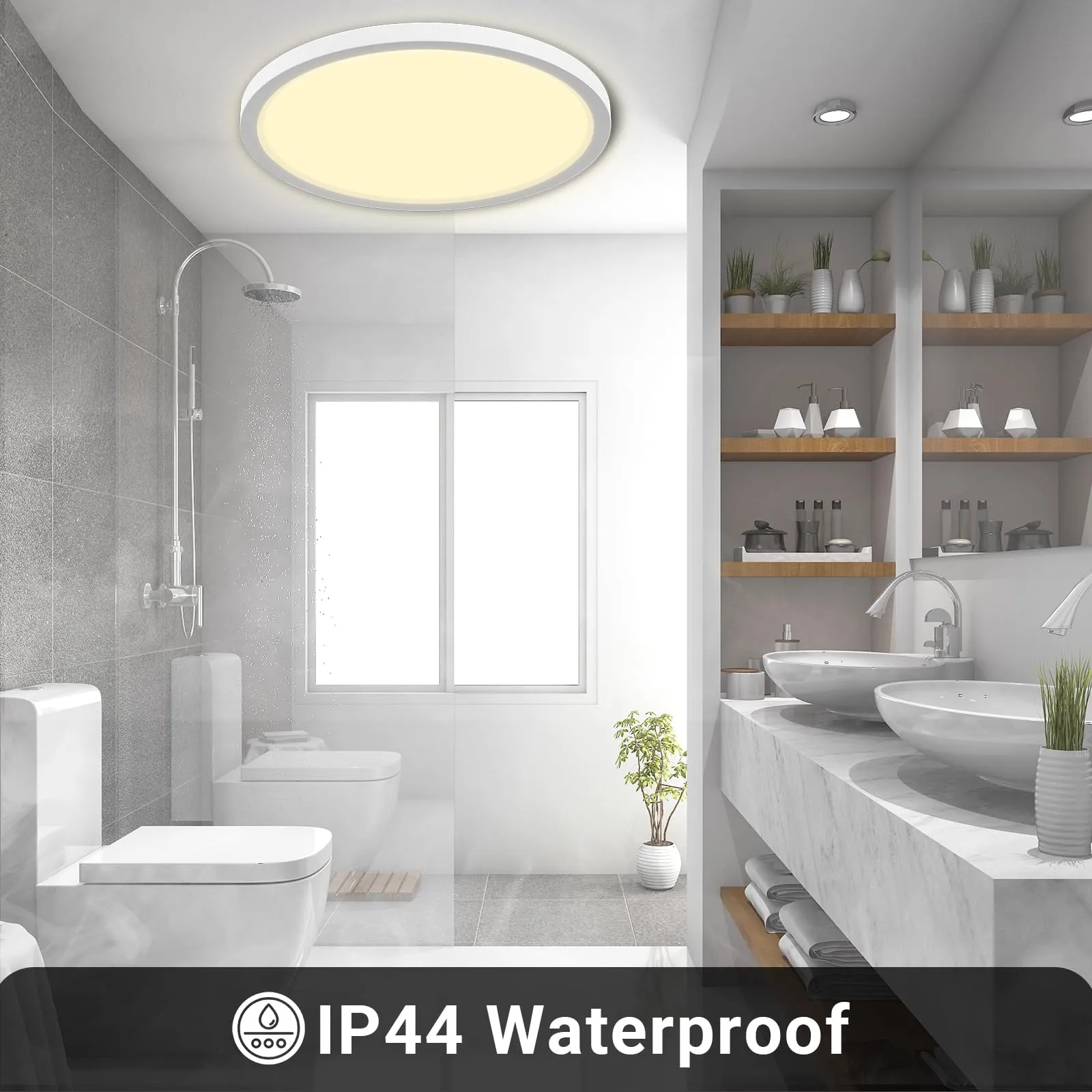 LQWELL Plafoniera LED Ultra Sottile Bianco Ø22cm 18W 3000K - immagine 7