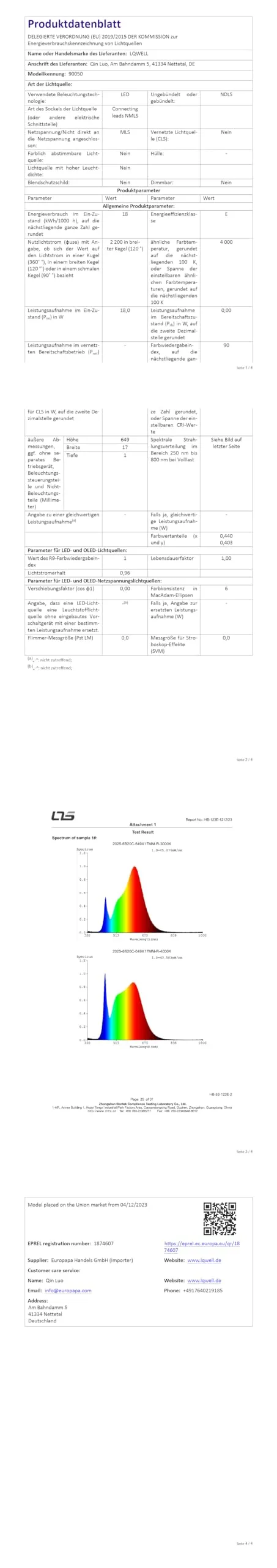 LQWELL Plafoniera LED Ultra Sottile Bianco 22cm 18W 4000K Confezione da 2 - immagine 10