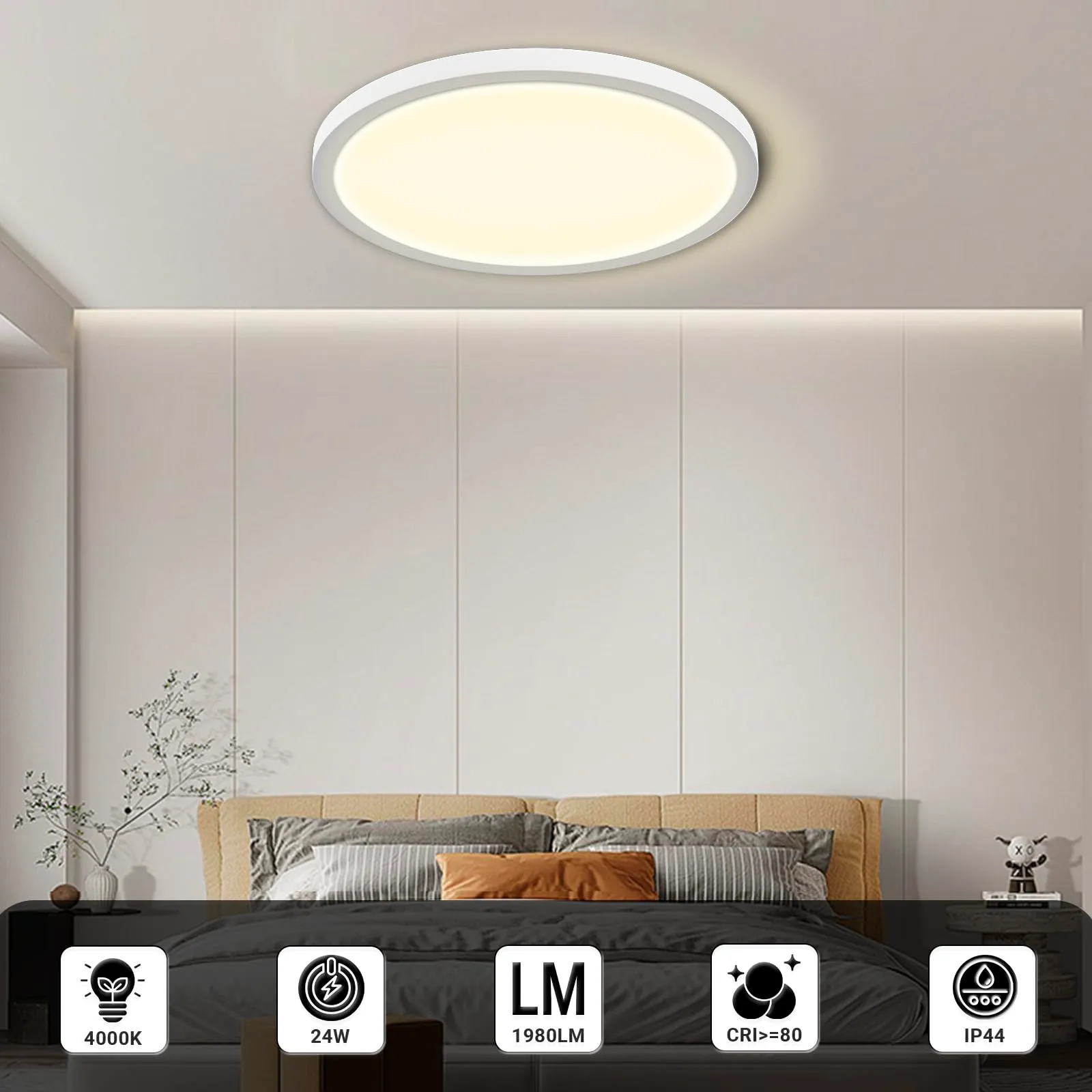 LQWELL Plafoniera LED Ultra Sottile Bianco 22cm 18W 4000K - immagine 3
